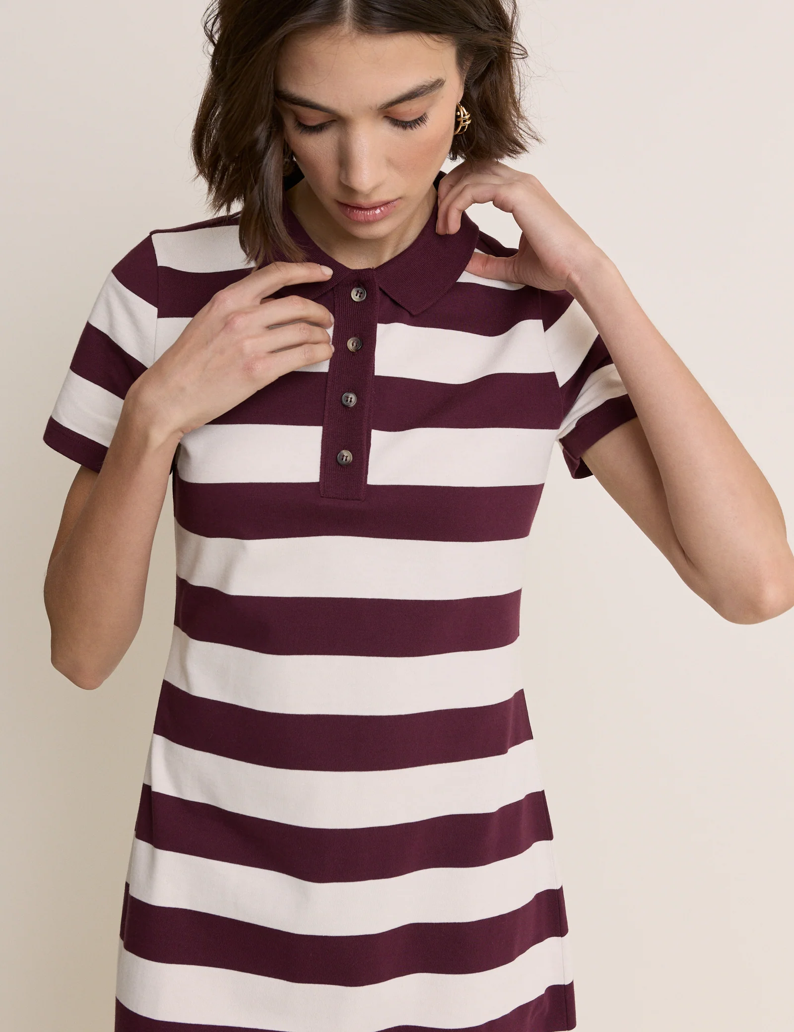 Burgundy Striped Collins Mini Polo Dress - Image 2