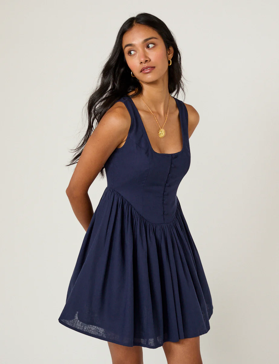 Navy Cora Mini Dress - Image 5