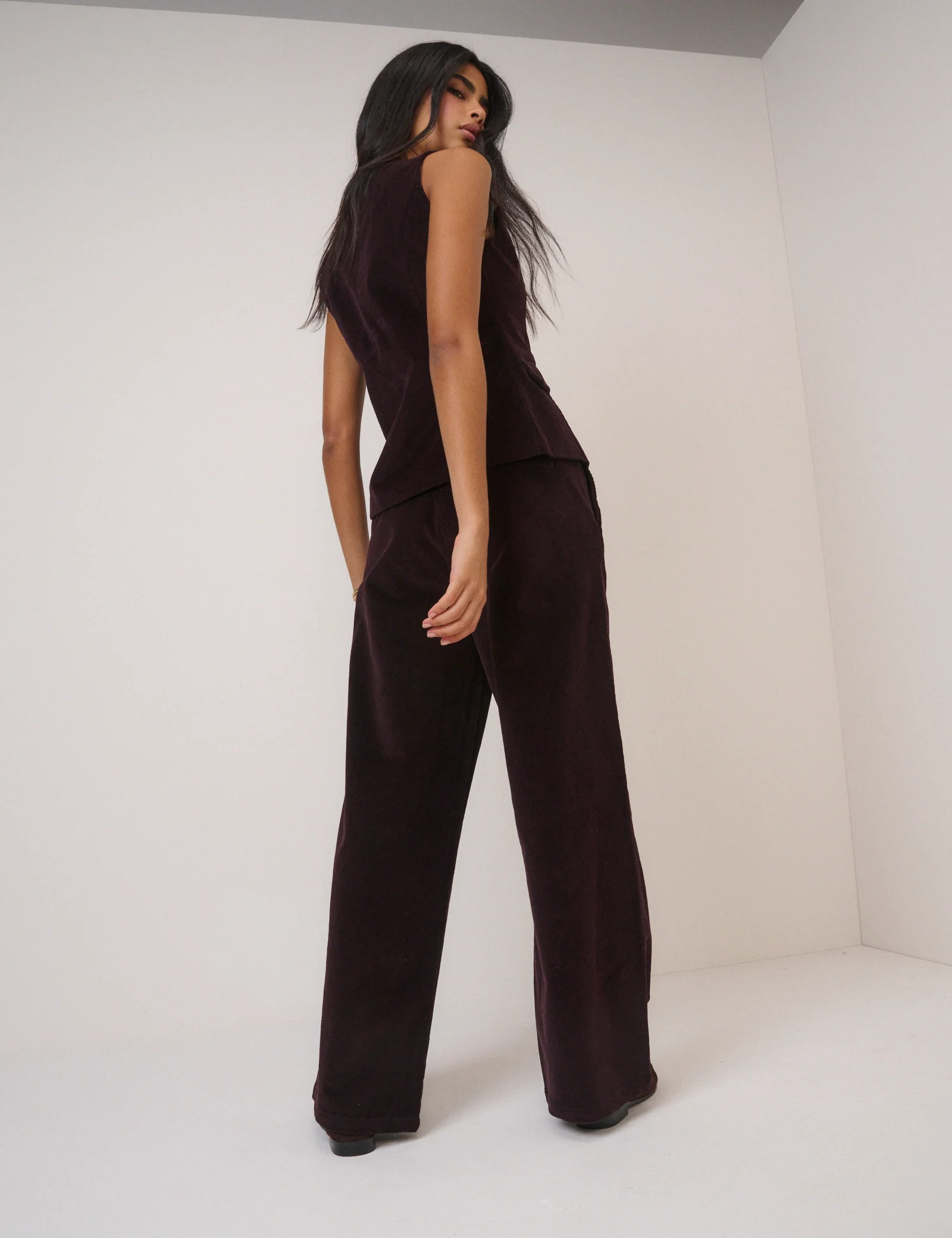 Black Cherry Cord Tailored Trousers - Image 5