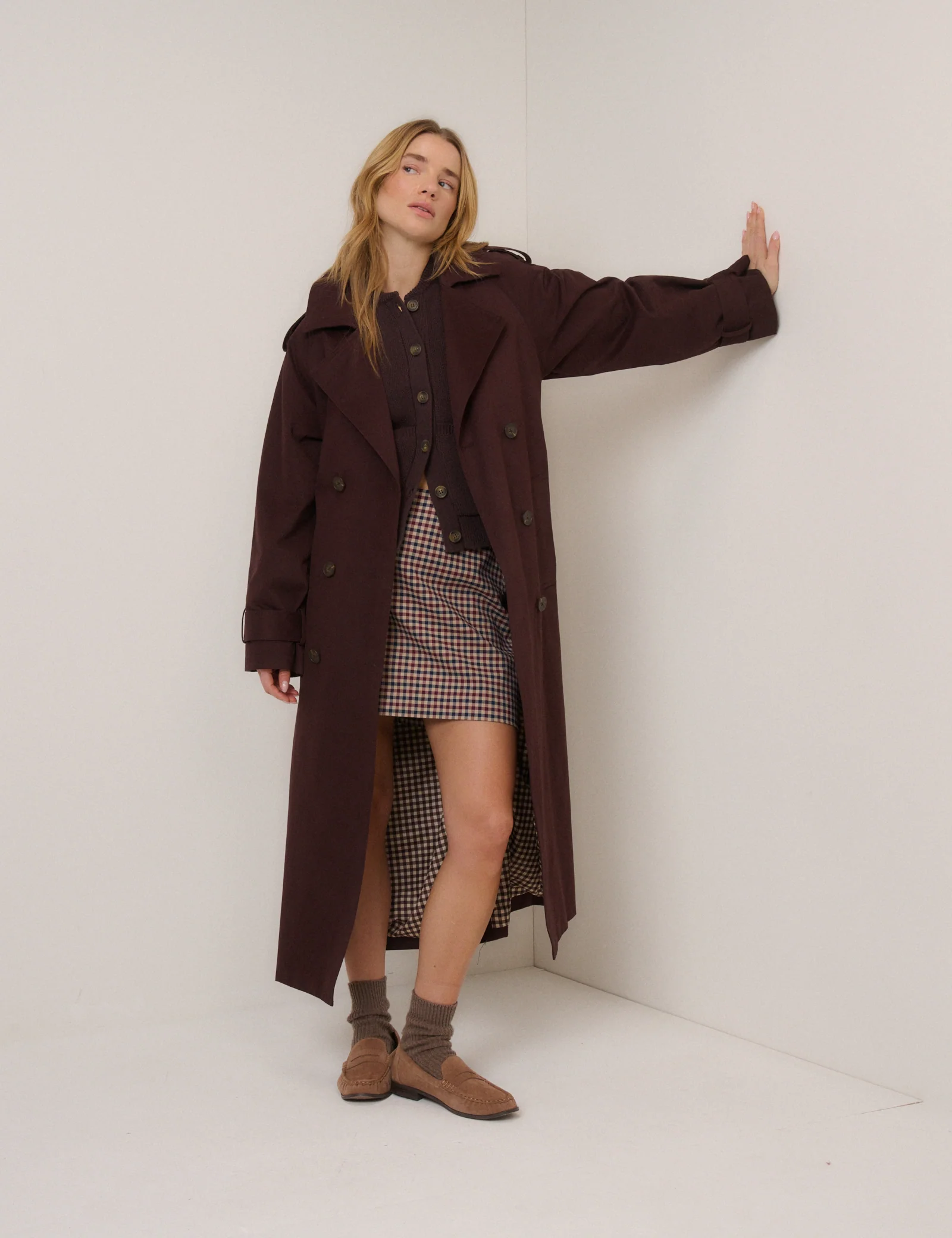 Brown Stitch Bomber Cardigan - Image 4