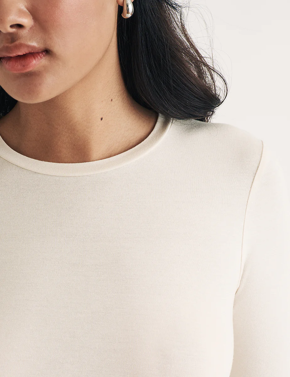 Cream Crew Neck Long Sleeve Top - Image 2