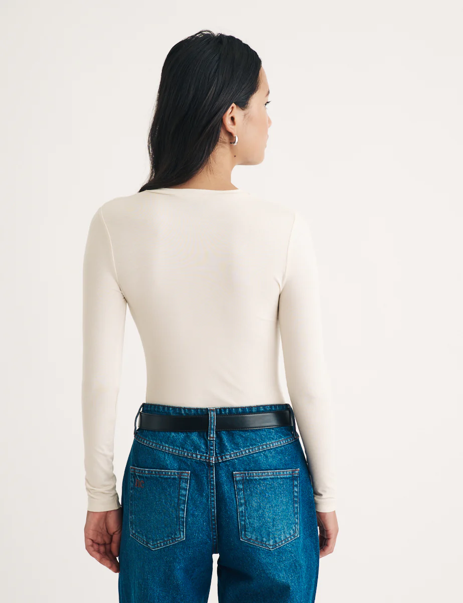 Cream Crew Neck Long Sleeve Top - Image 4