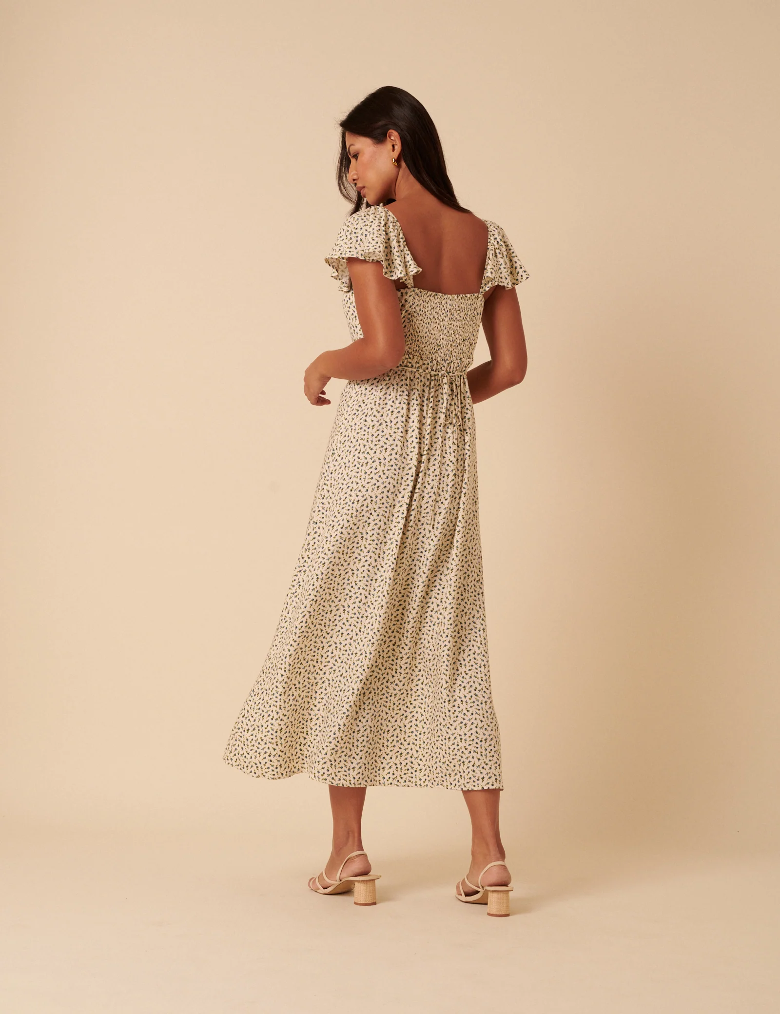 Cream Ditsy Floral Elsie Midi Dress - Image 5