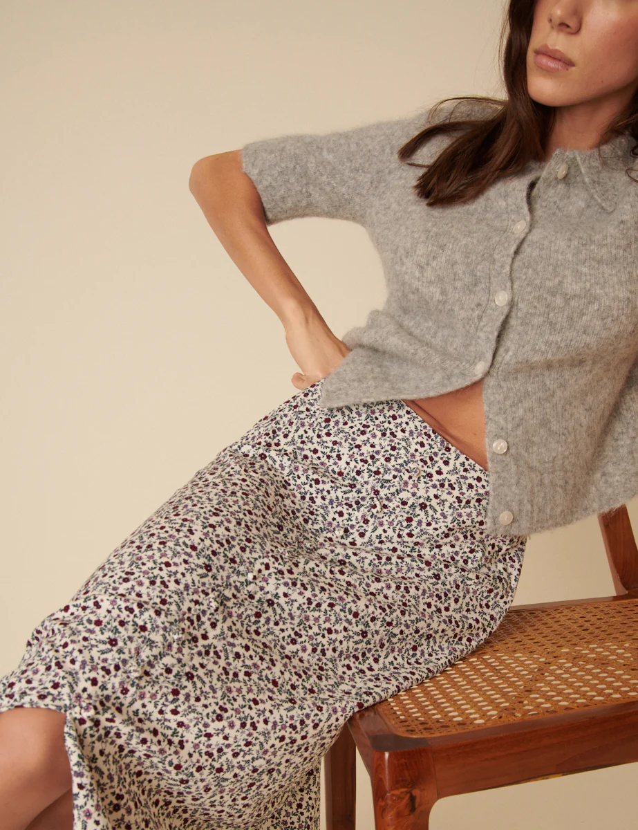 Cream Ditsy Floral Sadie Midi Skirt - Image 5