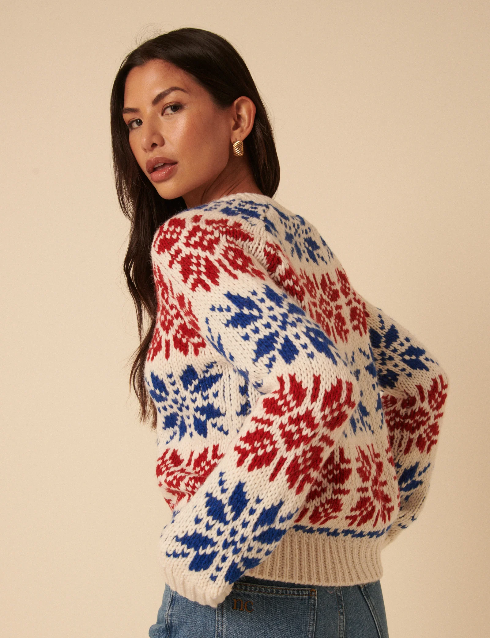 Cream Fair Isle Chunky Knit Cardigan - Image 5