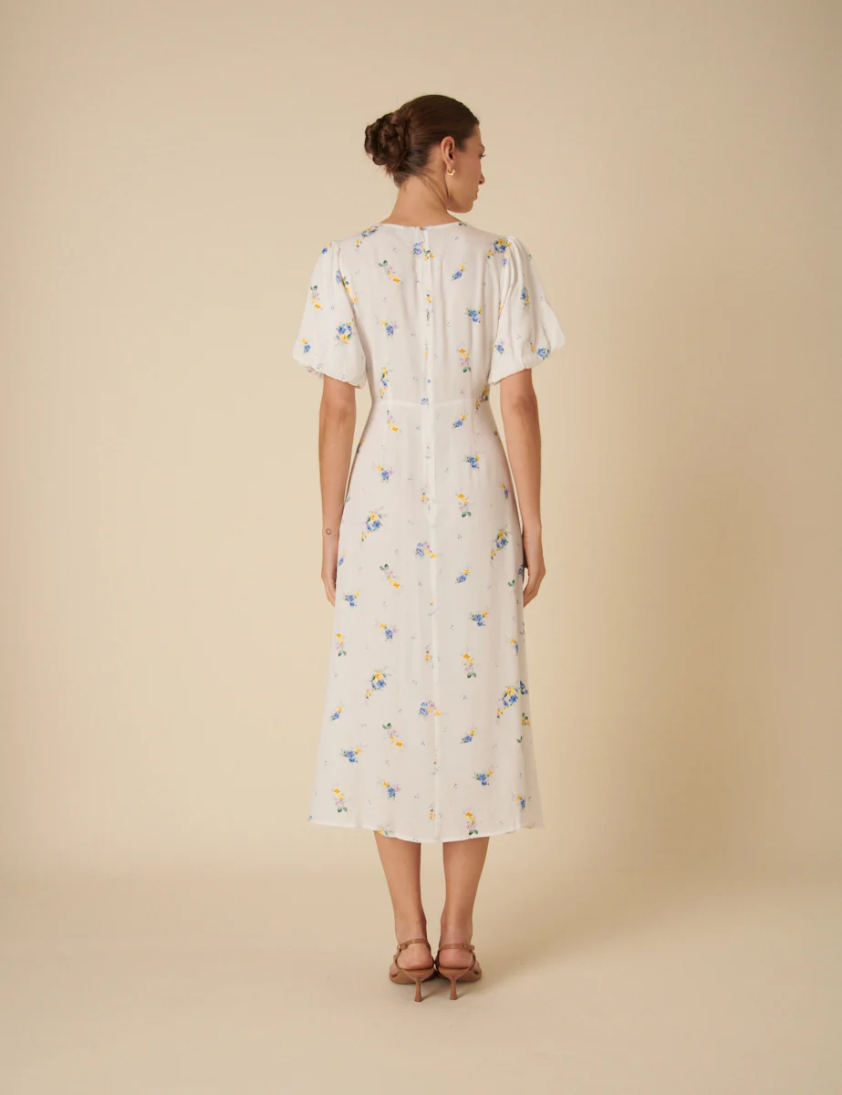Cream Floral Benita Midi Dress - Image 5