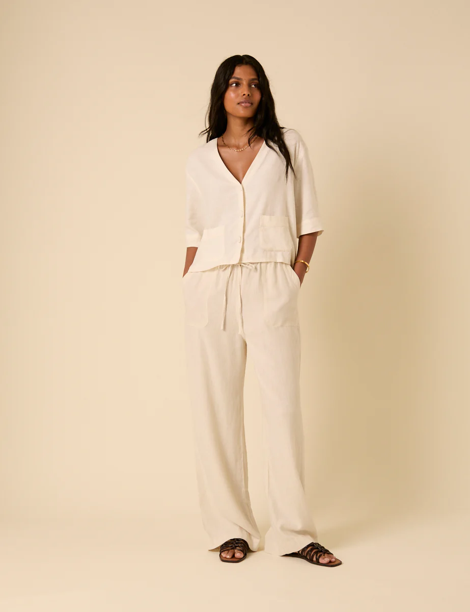 Cream Linen-blend Shirt - Image 4