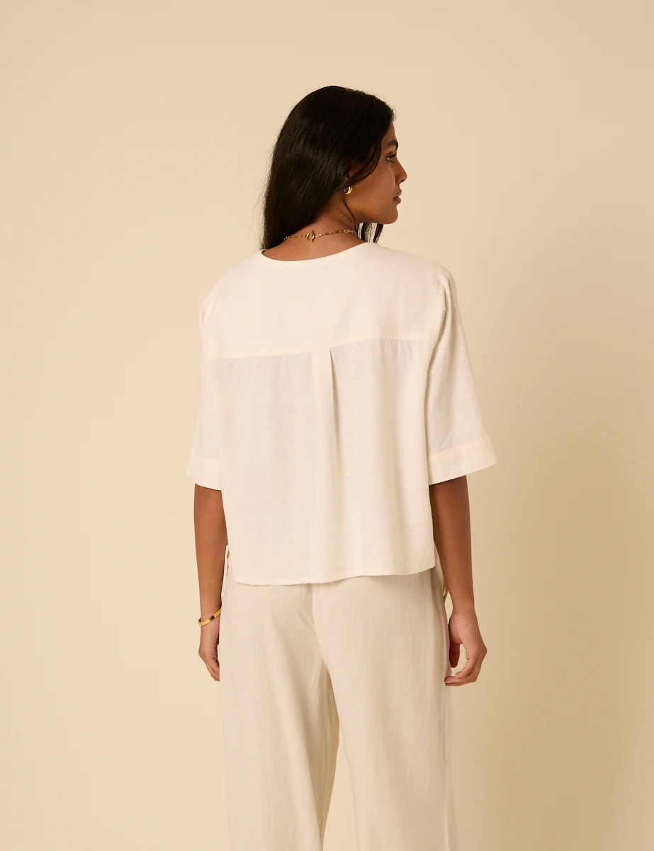 Cream Linen-blend Shirt - Image 5
