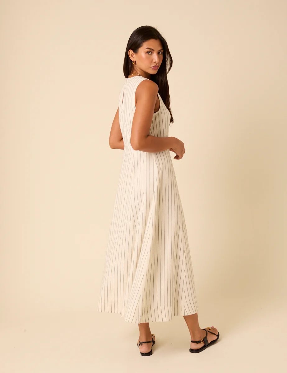 Cream Pinstripe Cedar Midi Dress - Image 5