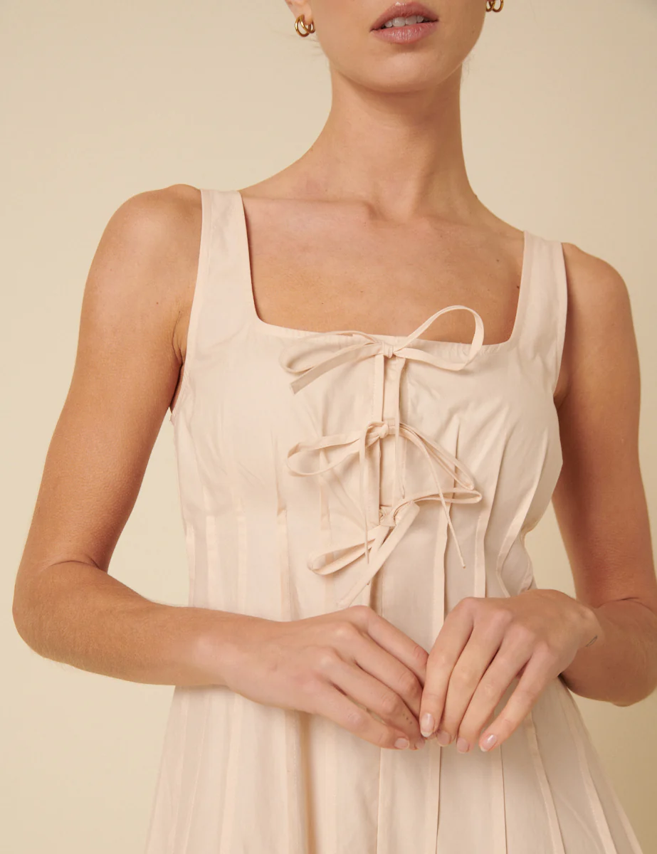 Cream Tie Front Penelope Midi Dress - Image 2