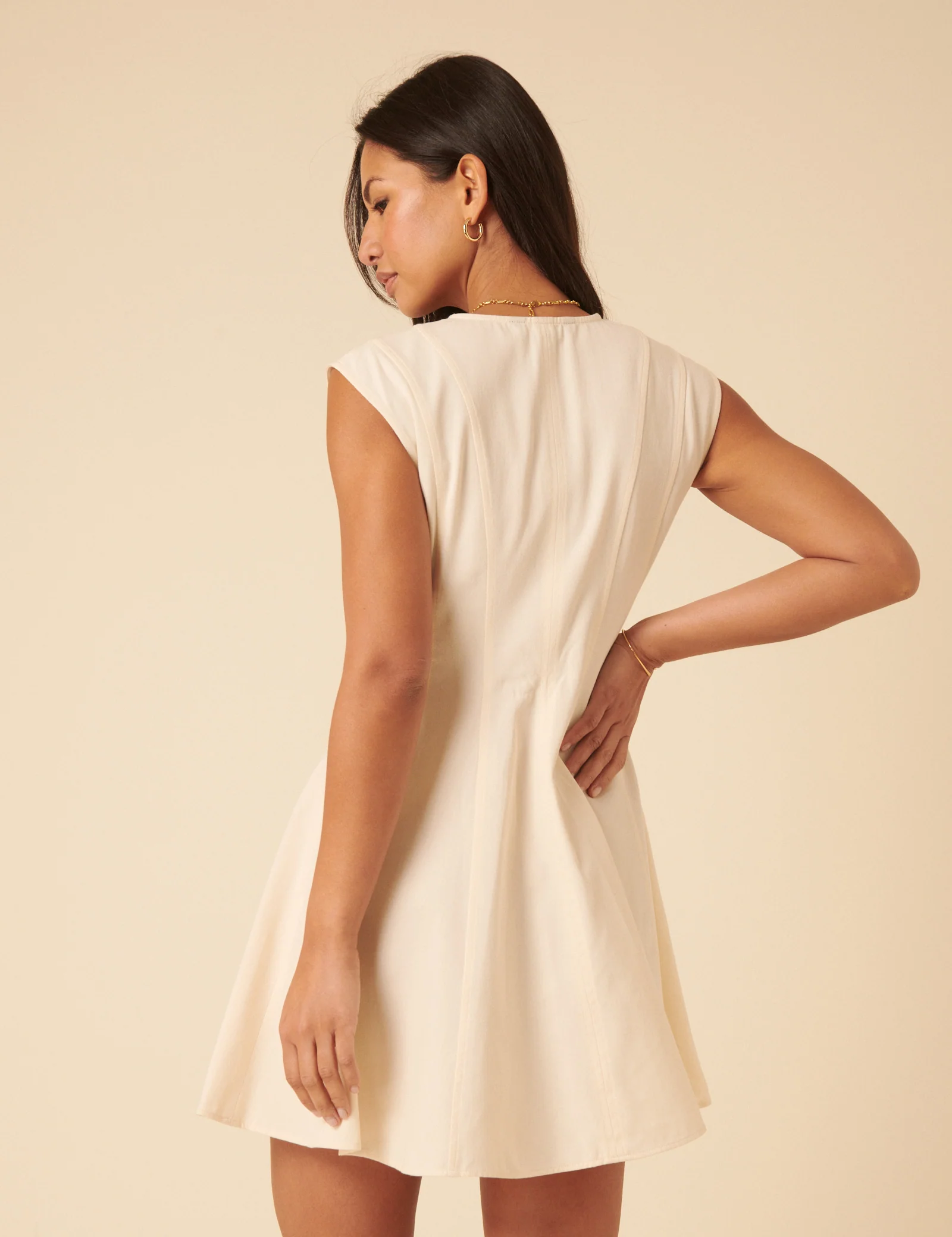 Cream Toni Mini Skater Dress - Image 5