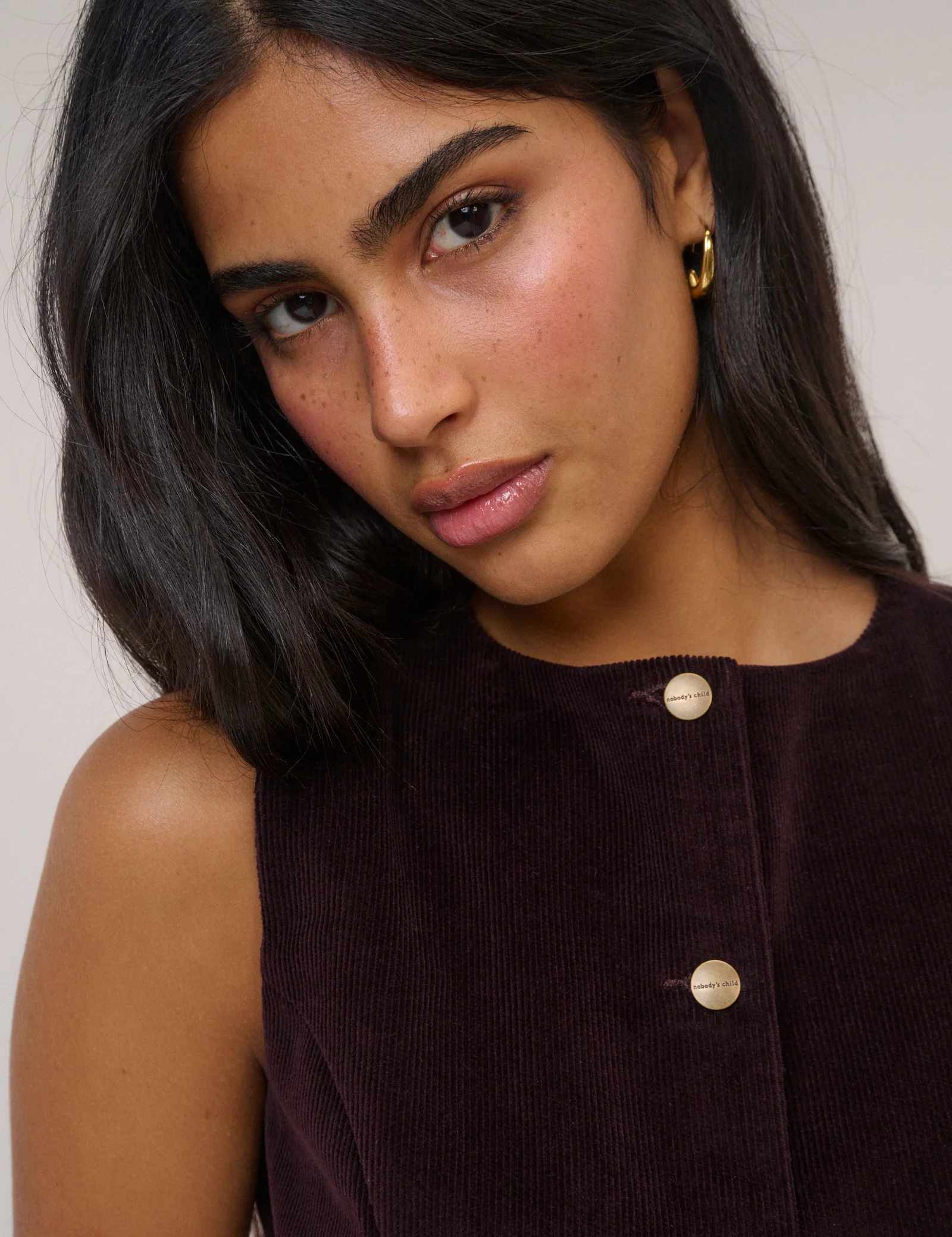 Black Cherry Cord Crew Neck Waistcoat - Image 3