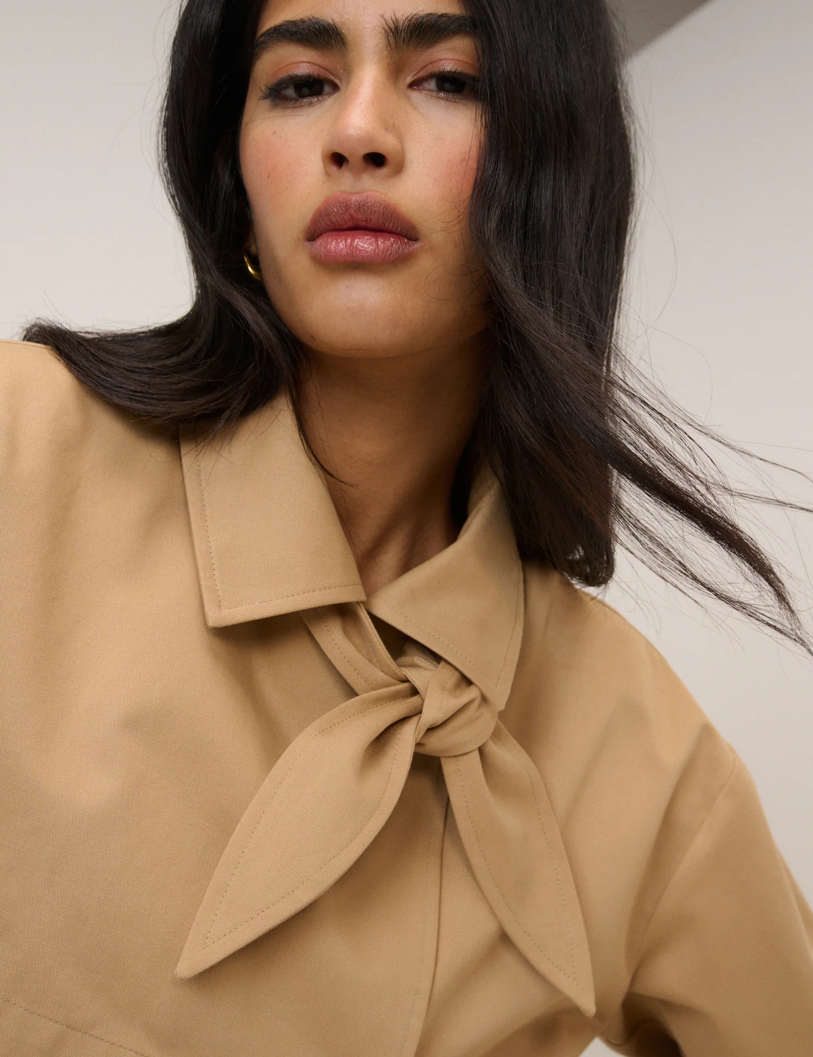 Camel Tie Trench Jacket - Image 3