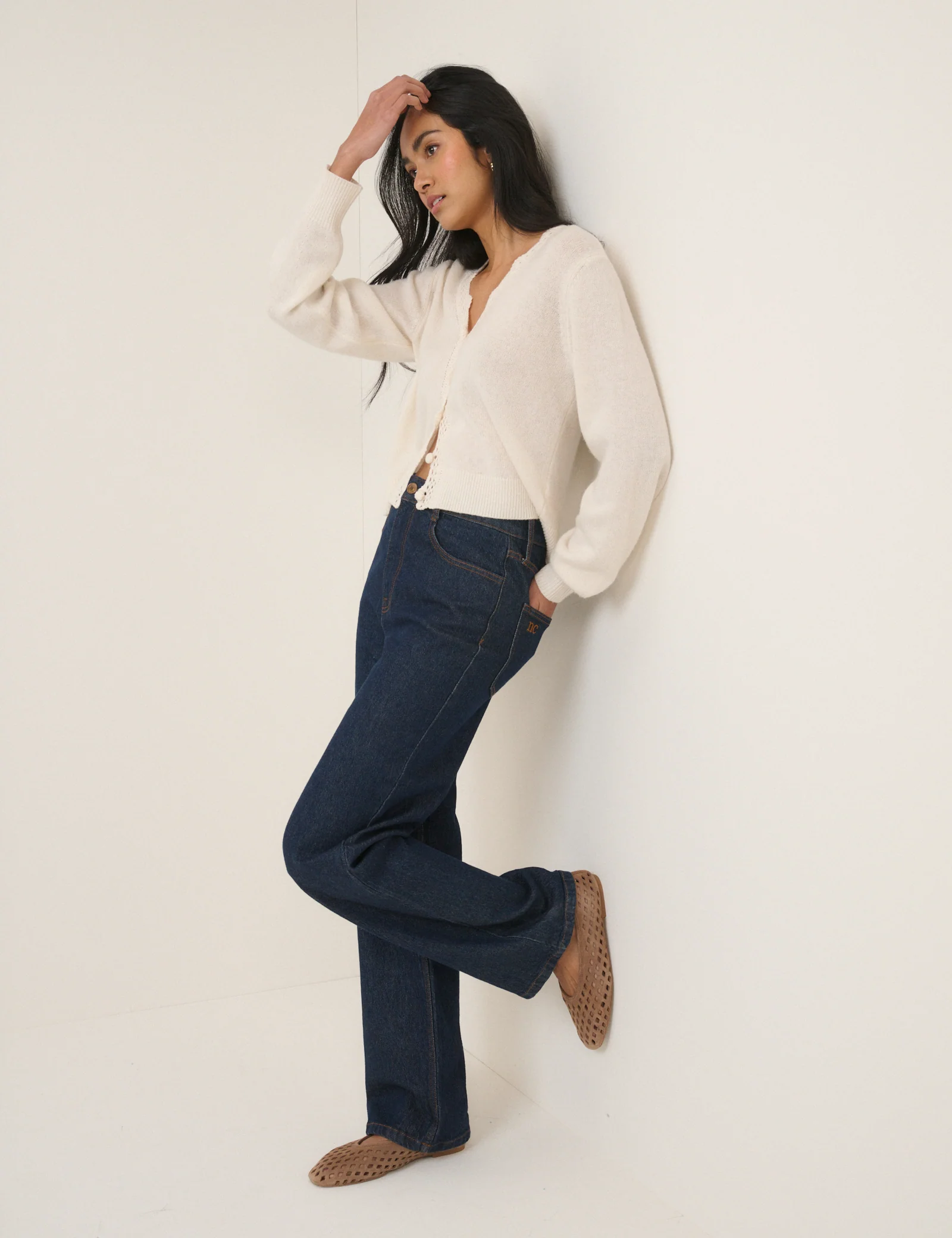 Brown Suede Cut Out Ballet Flats - Image 2