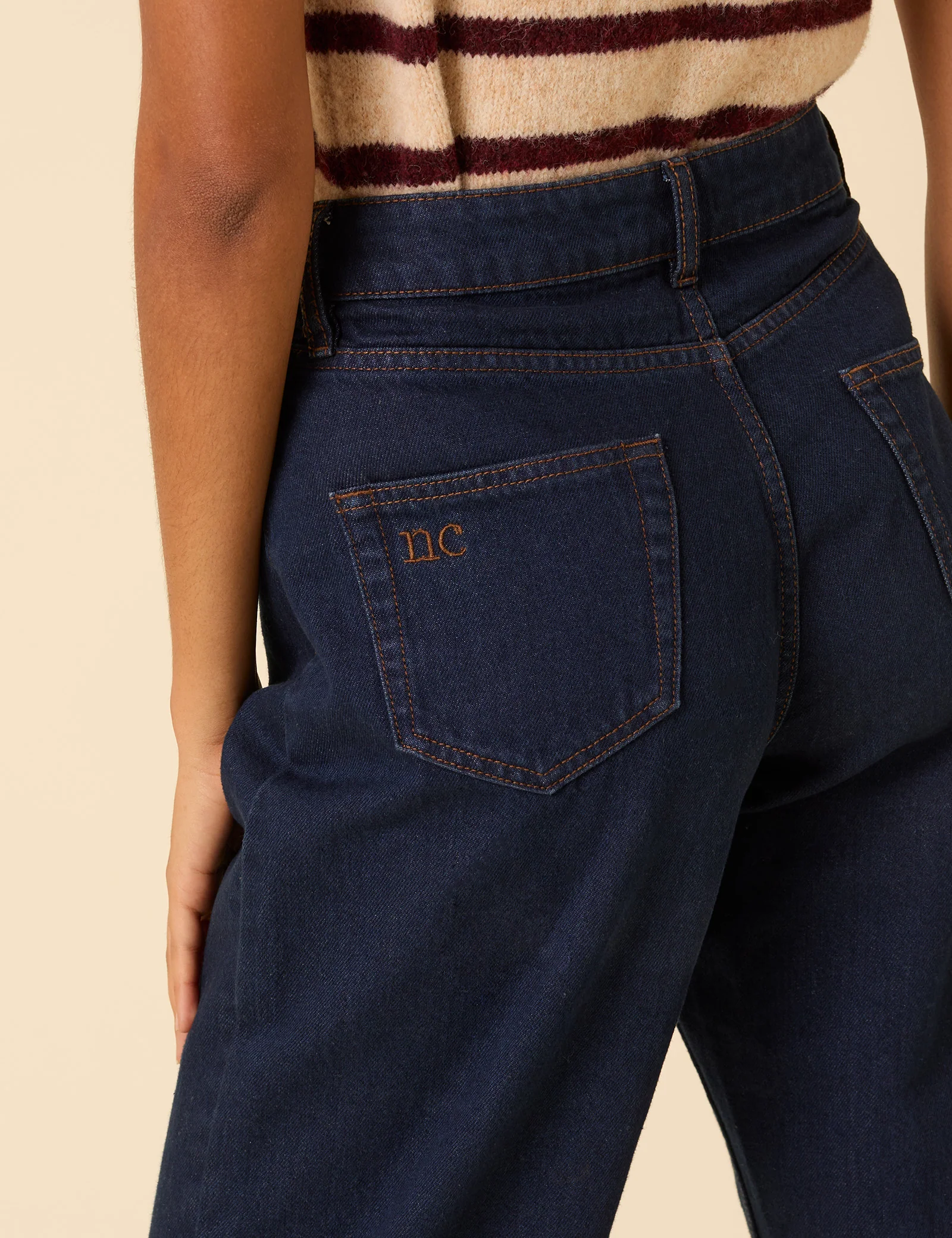 Dark Blue High Rise Putney Barrel Leg Jeans - Image 5
