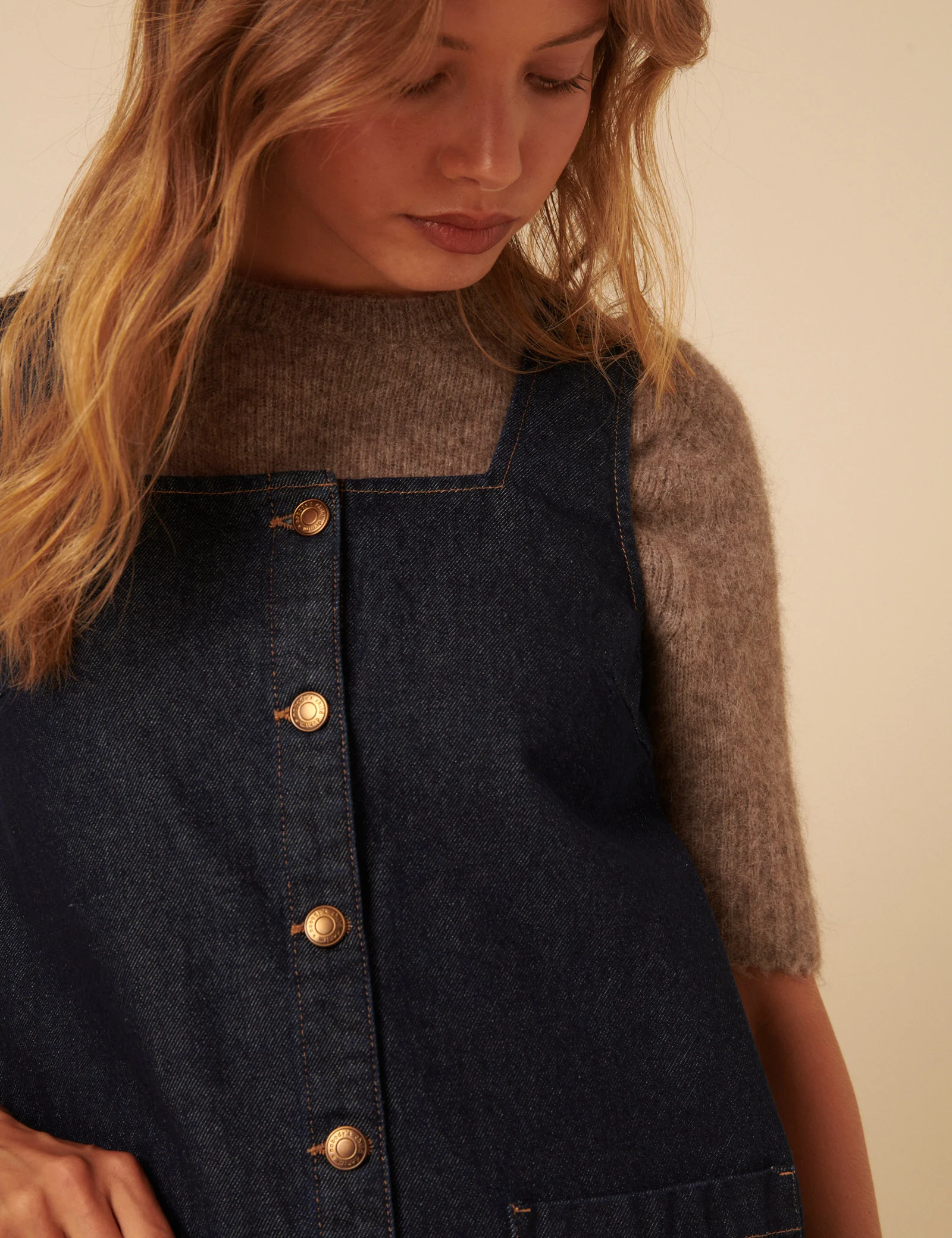 Dark Blue Denim Danni Pinafore Mini Dress - Image 5