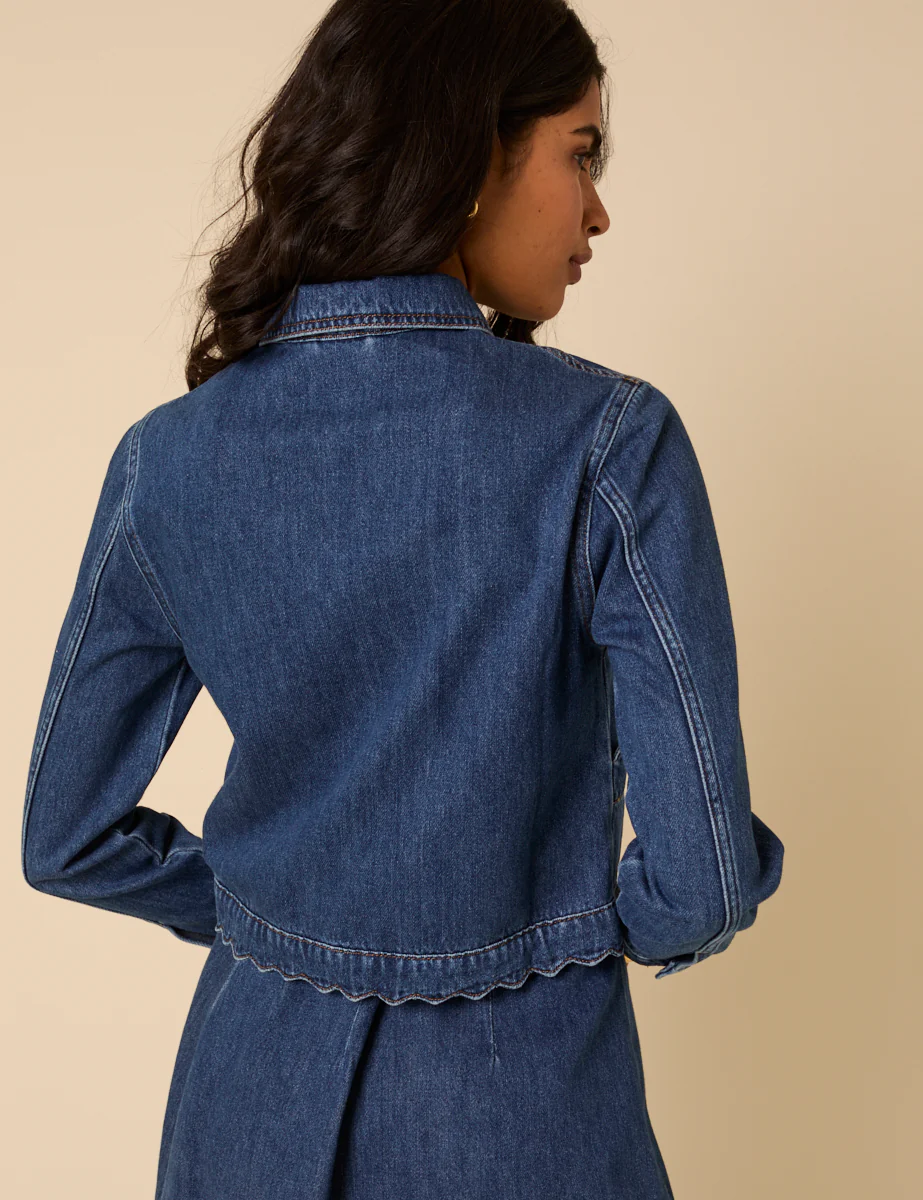 Dark Denim Scallop Hem Jacket - Image 5