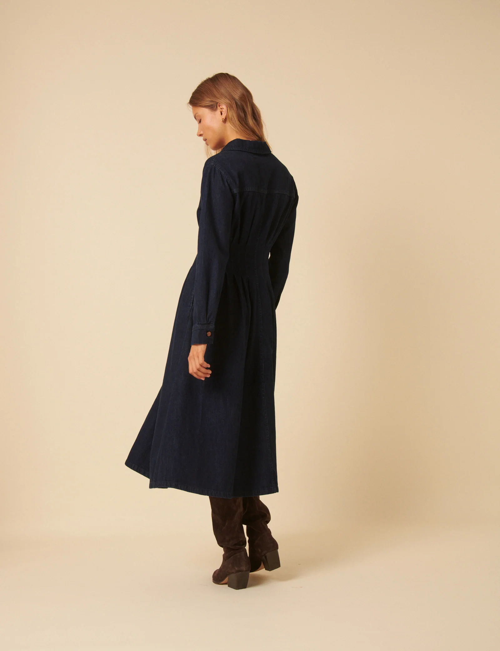 Dark Denim Tucked Waist Kinsley Shirt Dress - Image 5