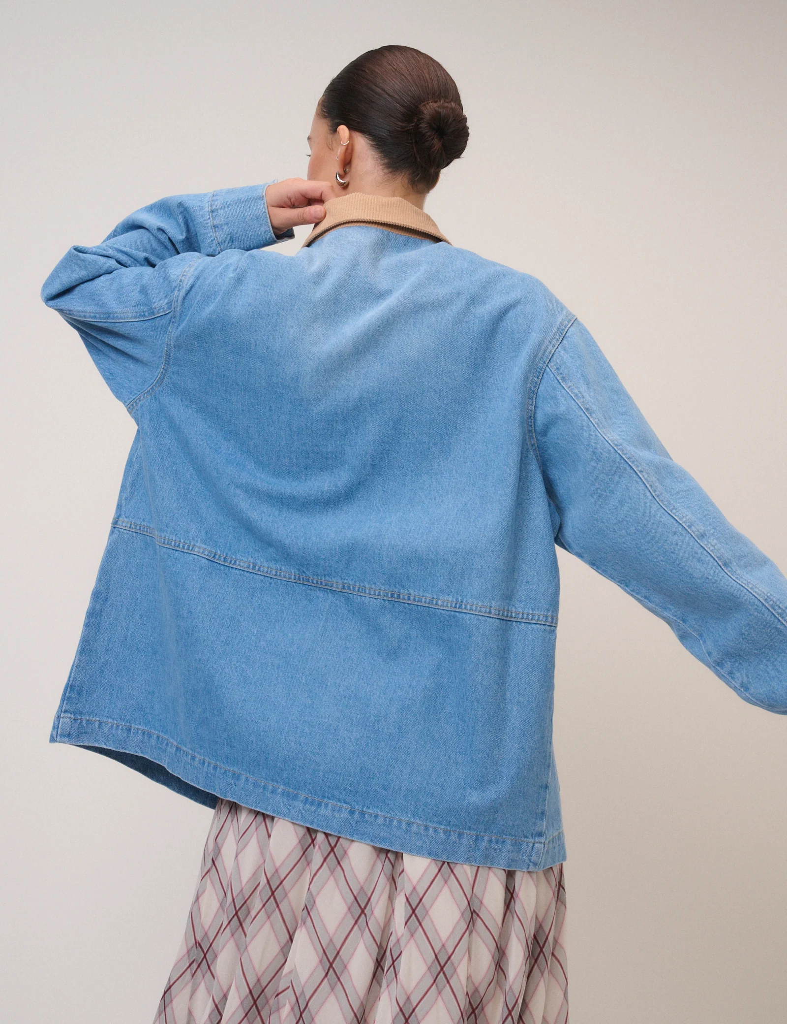 Blue Denim Cord Collar Jacket - Image 5