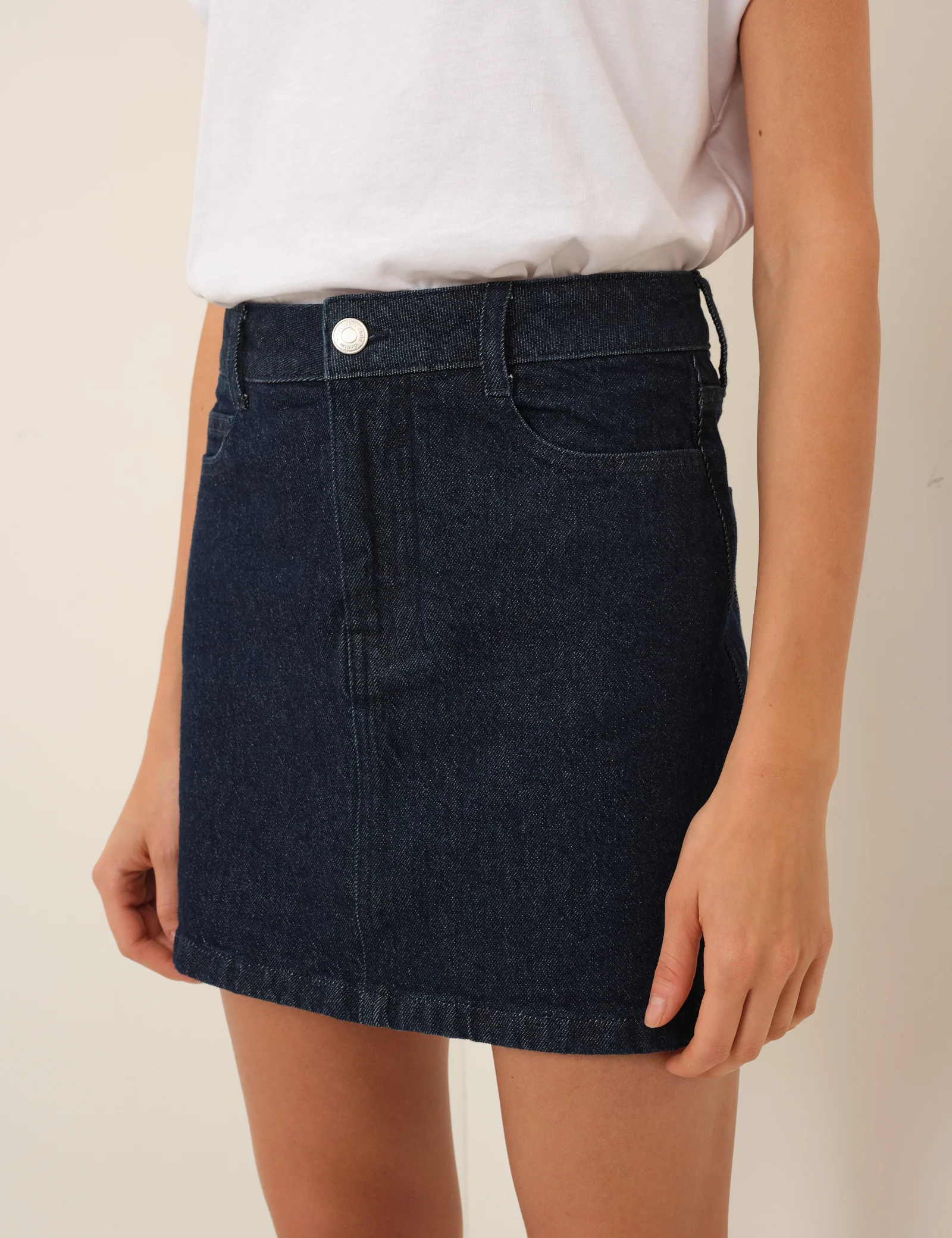 Dark Blue Denim Mini Skirt - Image 2