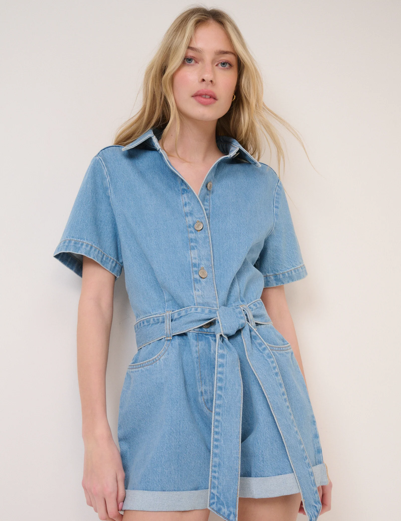 Denim Tie Waist Playsuit - Image 4