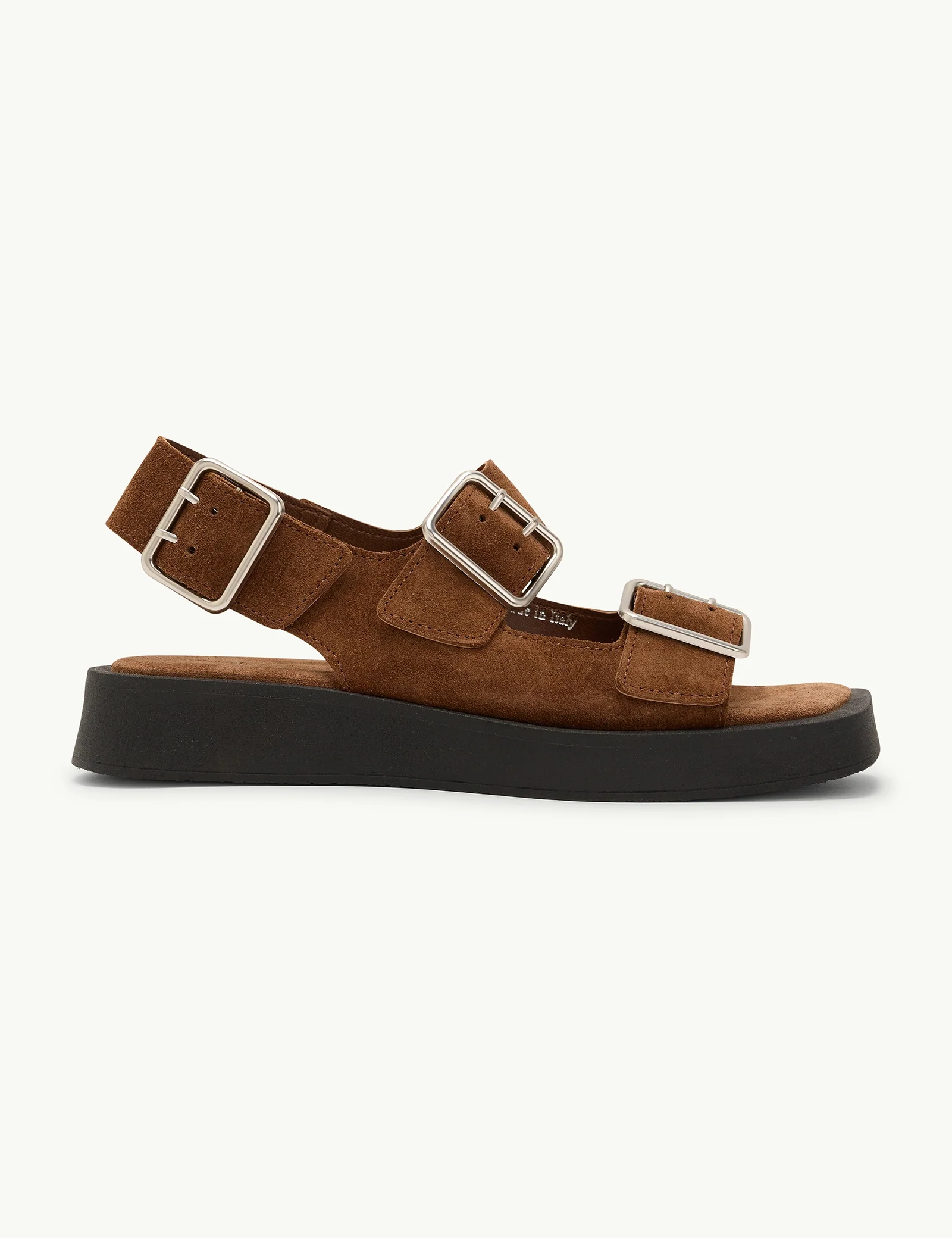 Brown Suede Double Strap Sandals - Image 4