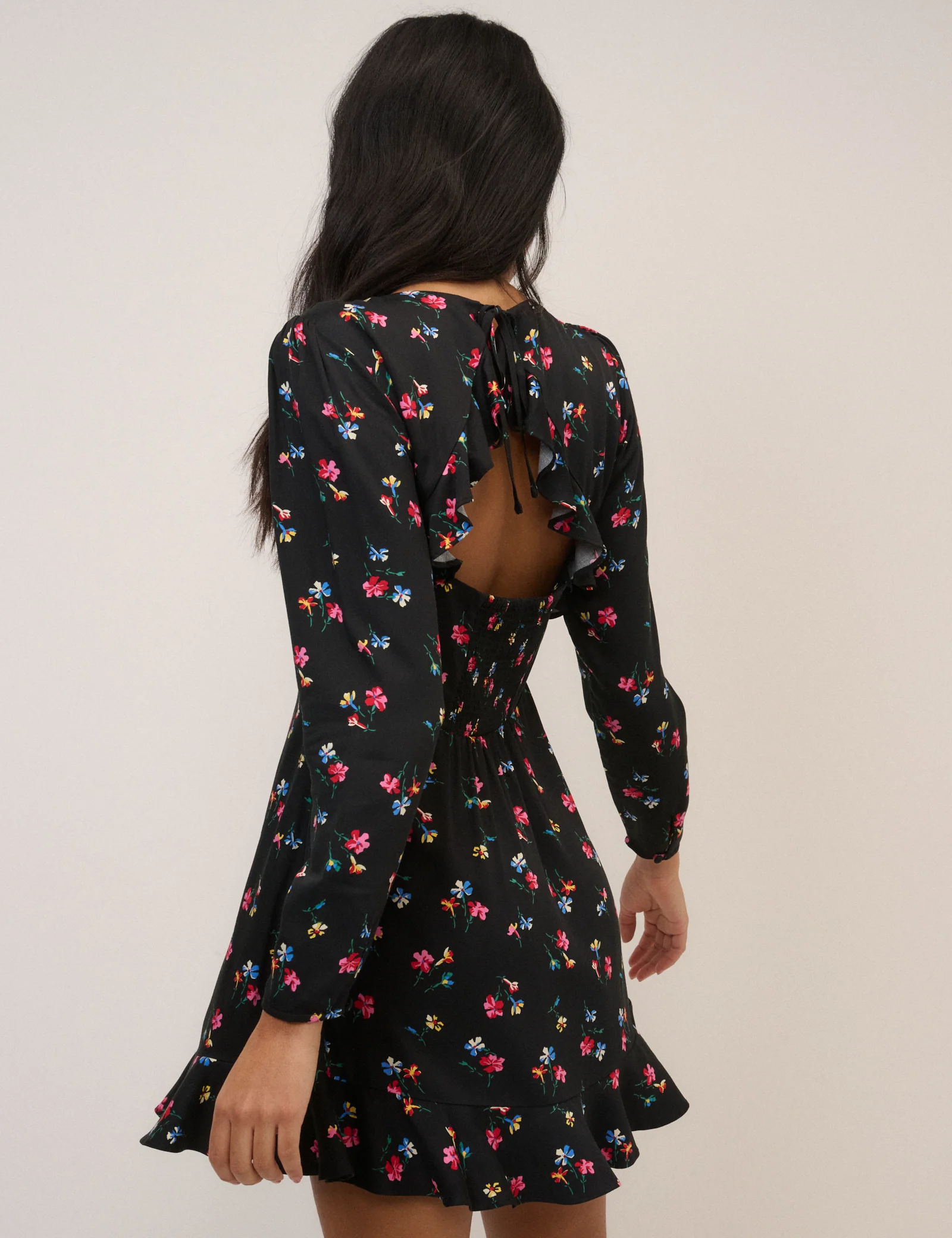 Black Floral Dylan Mini Dress - Image 5