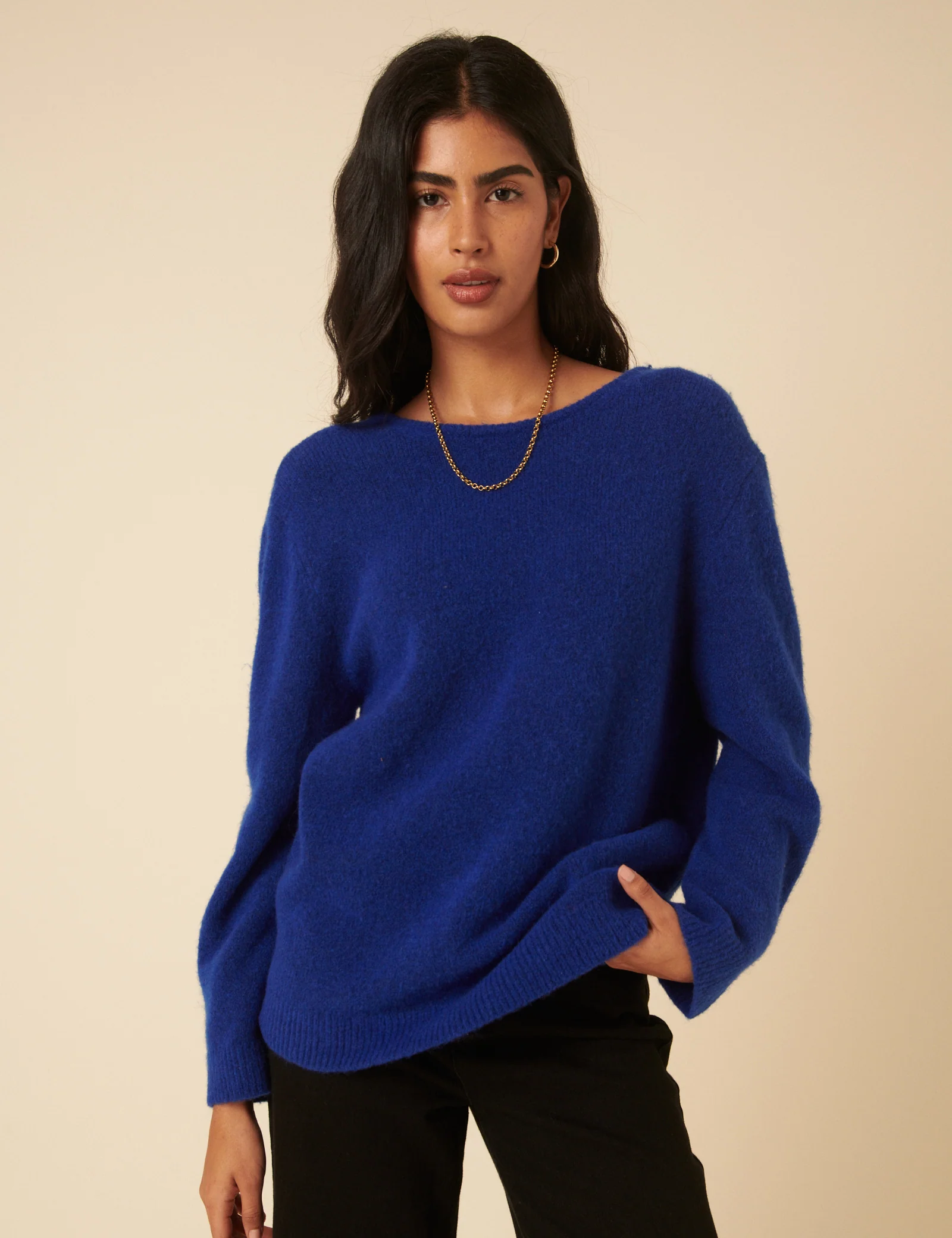 Blue Twist Back Knitted Jumper - Image 2