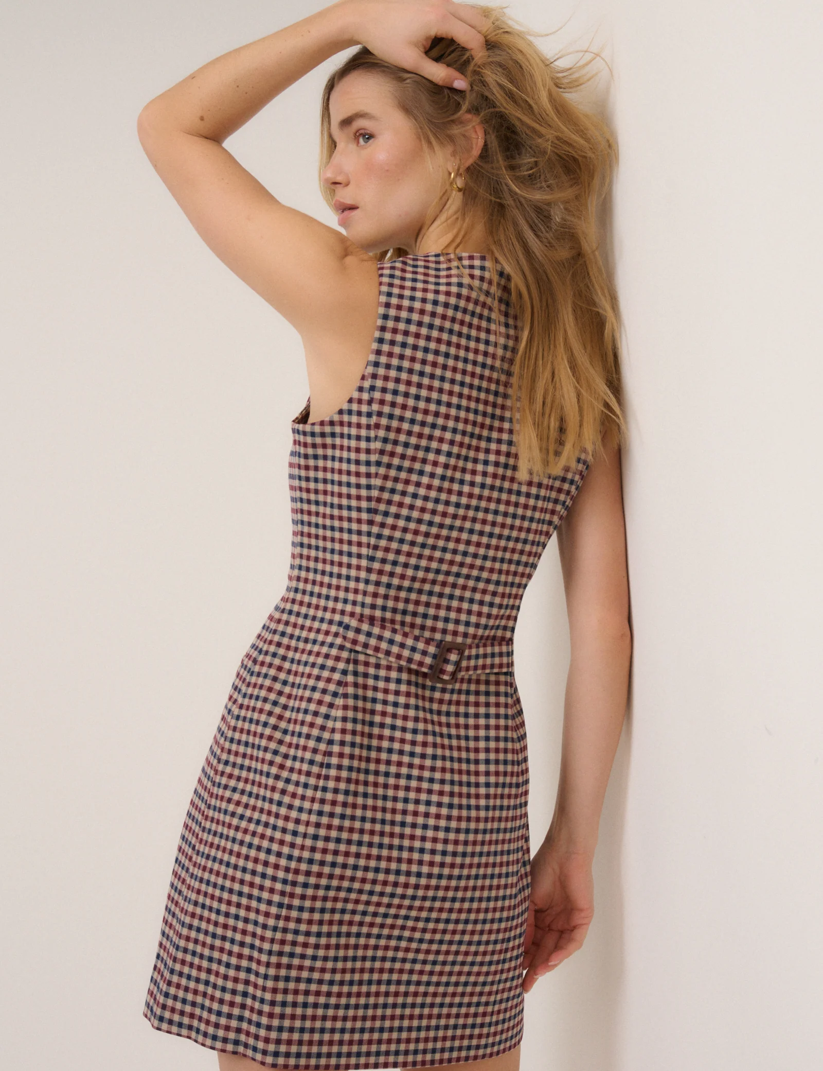 Red And Navy Gingham Ellie Mini Dress - Image 5