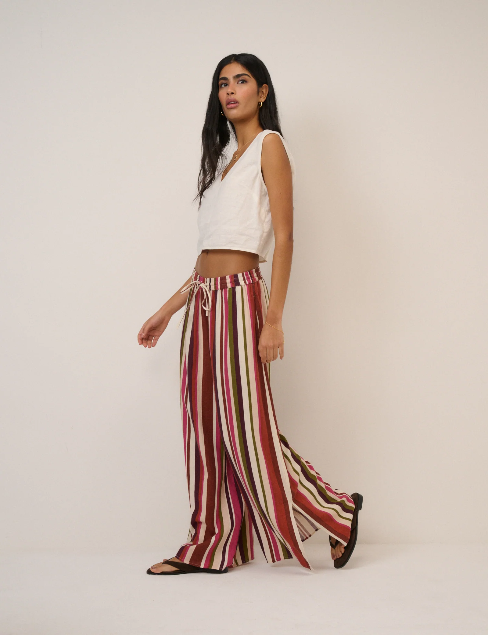 Multi-Coloured Split Hem Wide Leg Trousers - Image 4