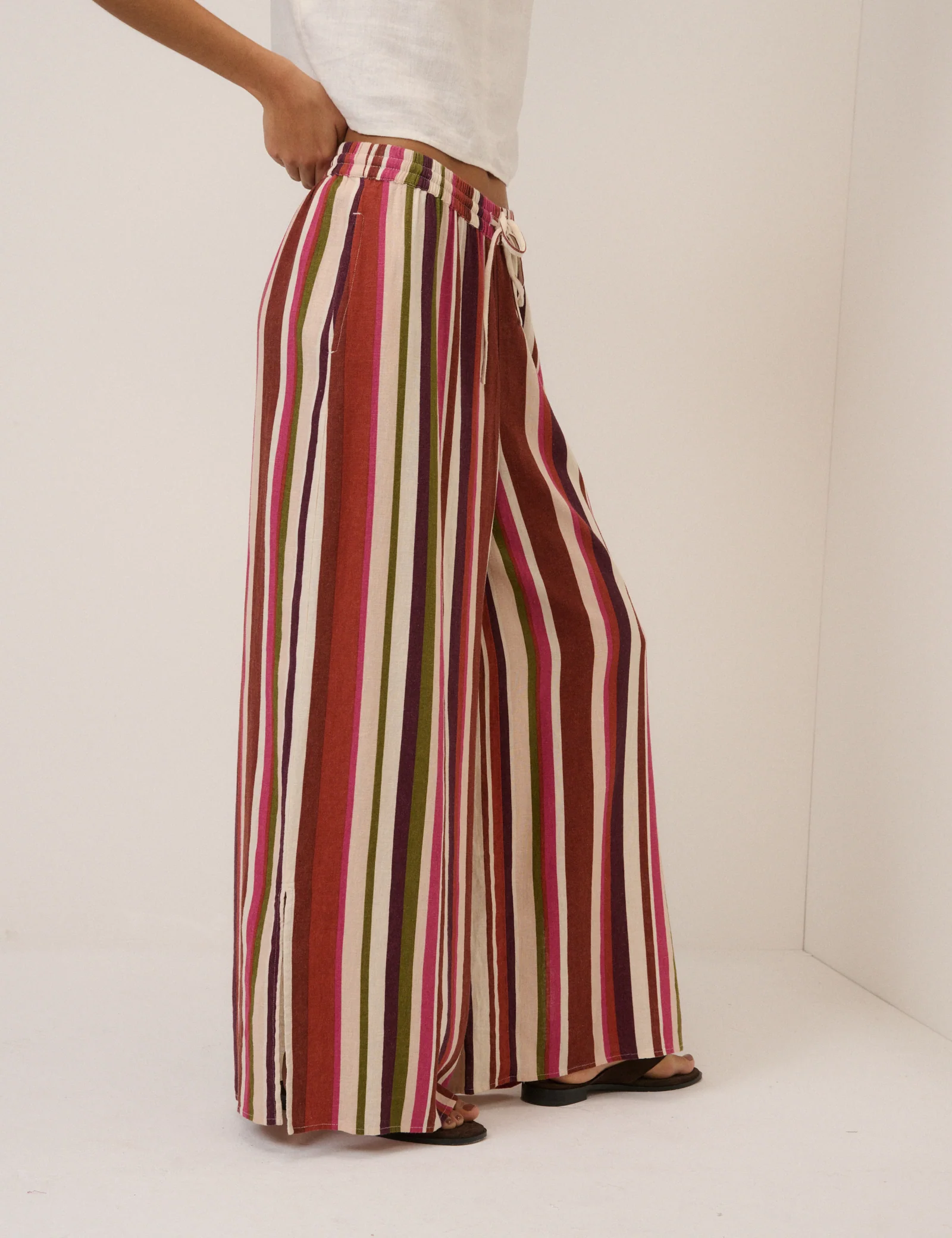 Multi-Coloured Split Hem Wide Leg Trousers - Image 5