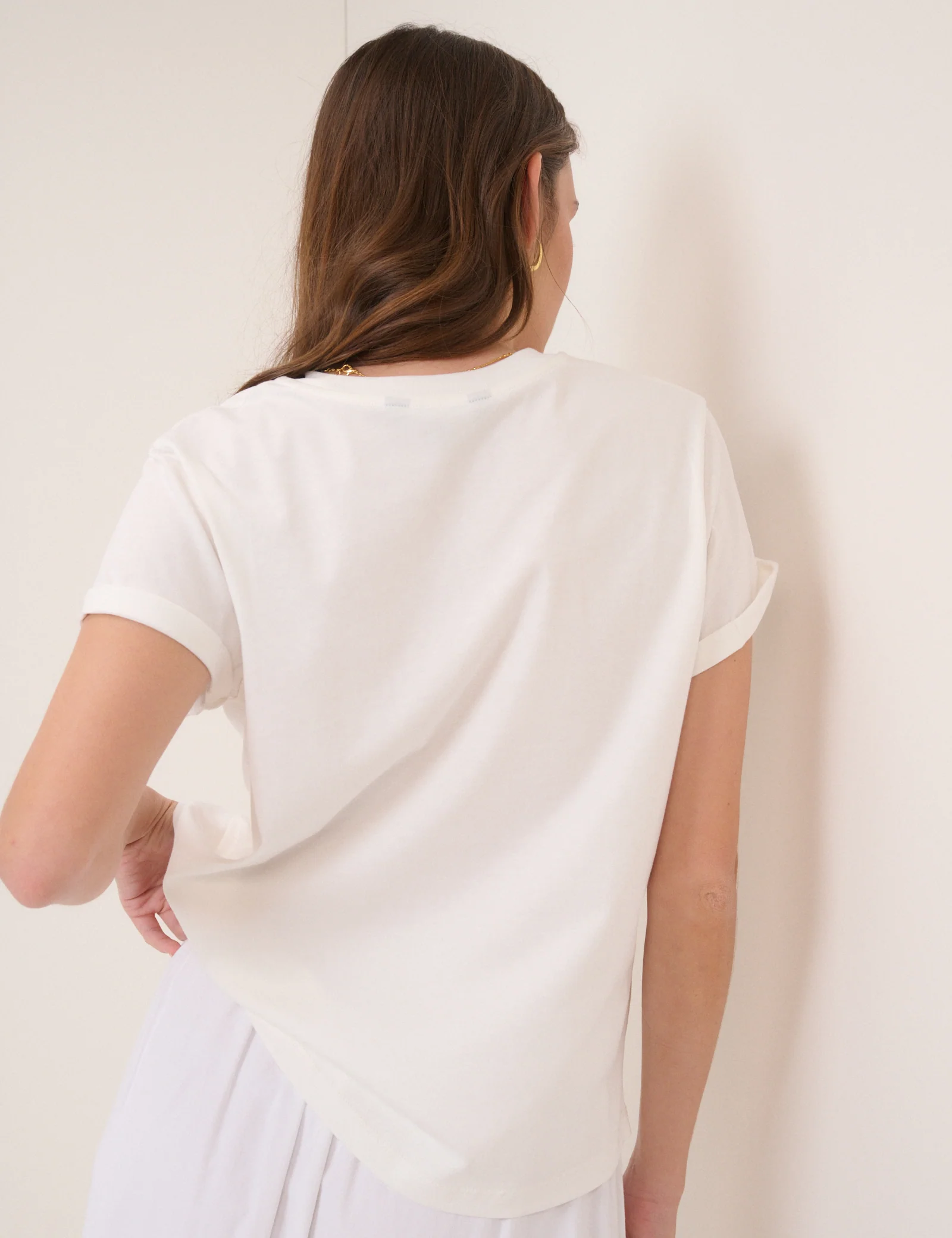 White Embroidered Pocket T-Shirt - Image 5