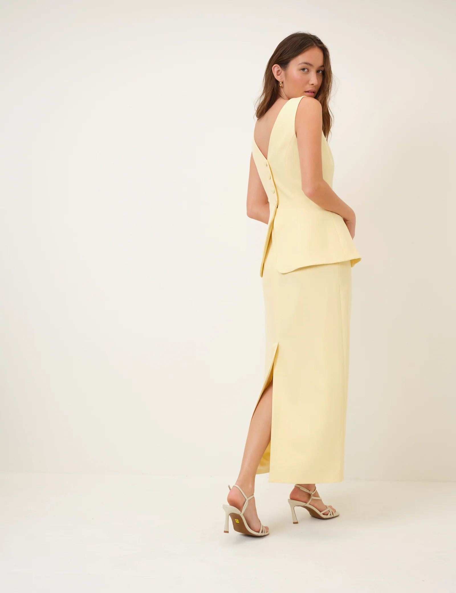Butter Yellow Peplum Evah Midaxi Dress - Image 3