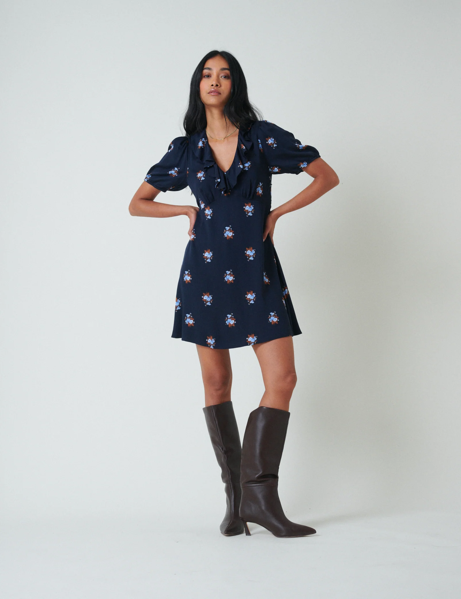 Navy Floral Fae Mini Dress - Image 4
