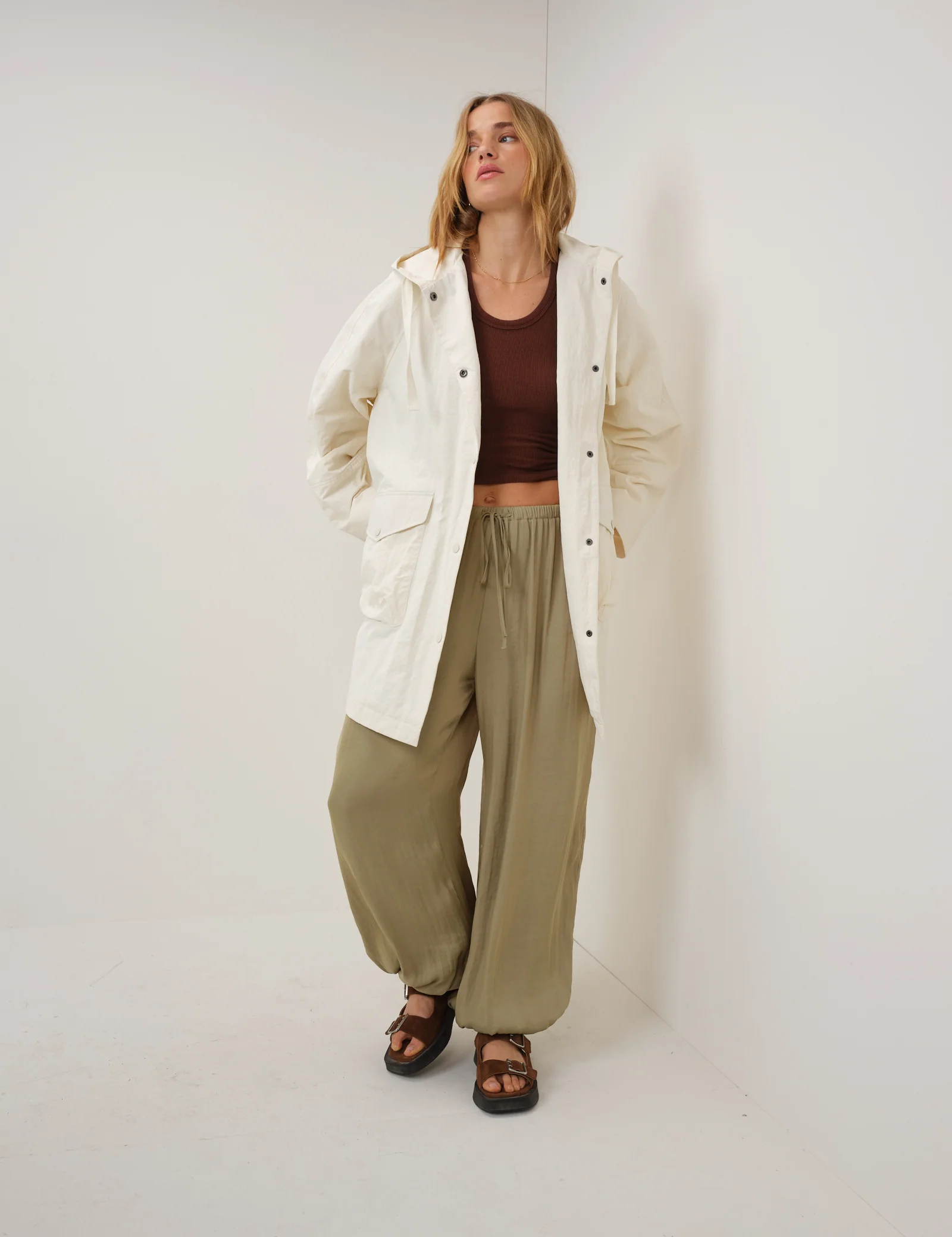 Cream Hooded Parka Jacket - Image 4