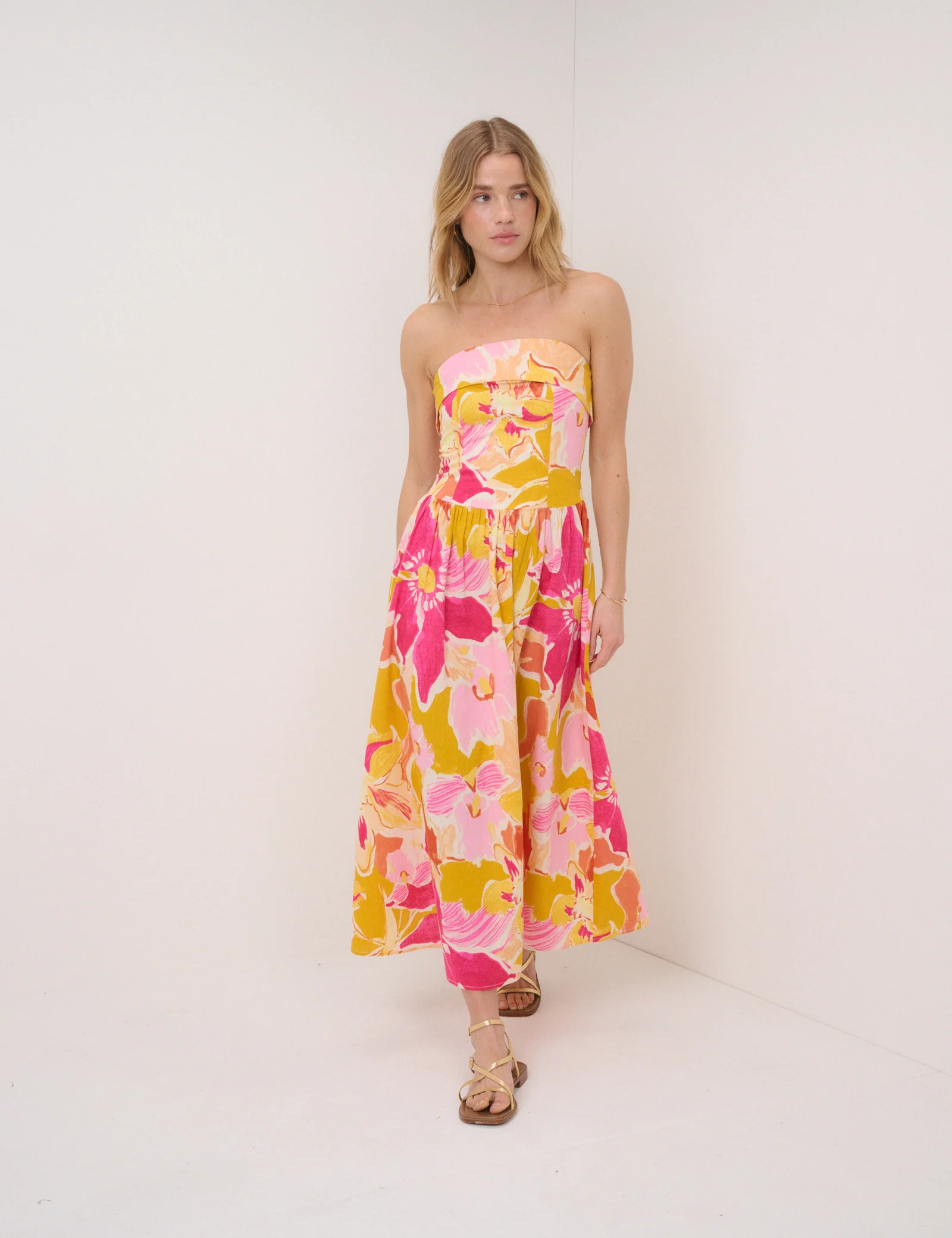 Pink Floral Fia Midi Dress - Image 3