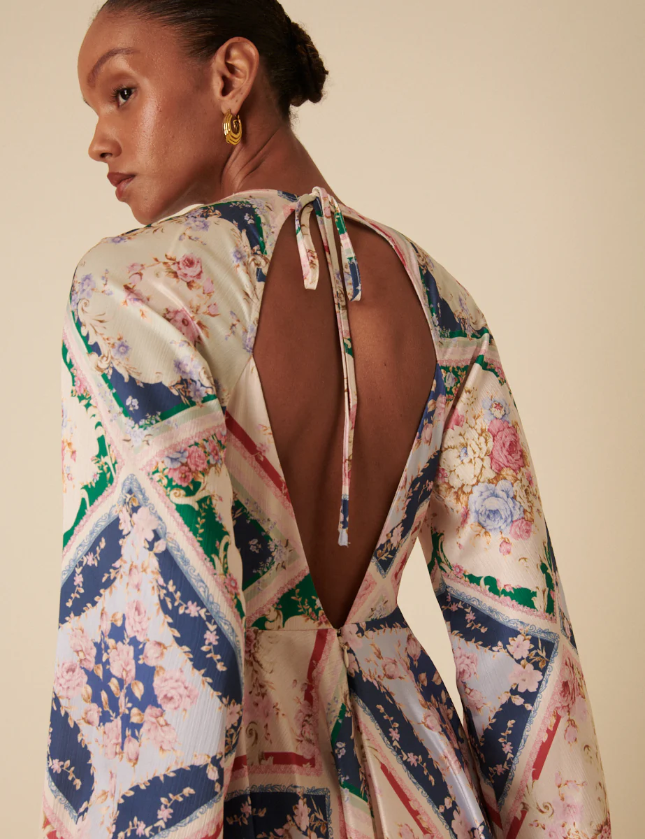 Abstract Floral Balloon Sleeve Ace Maxi Dress - Image 2