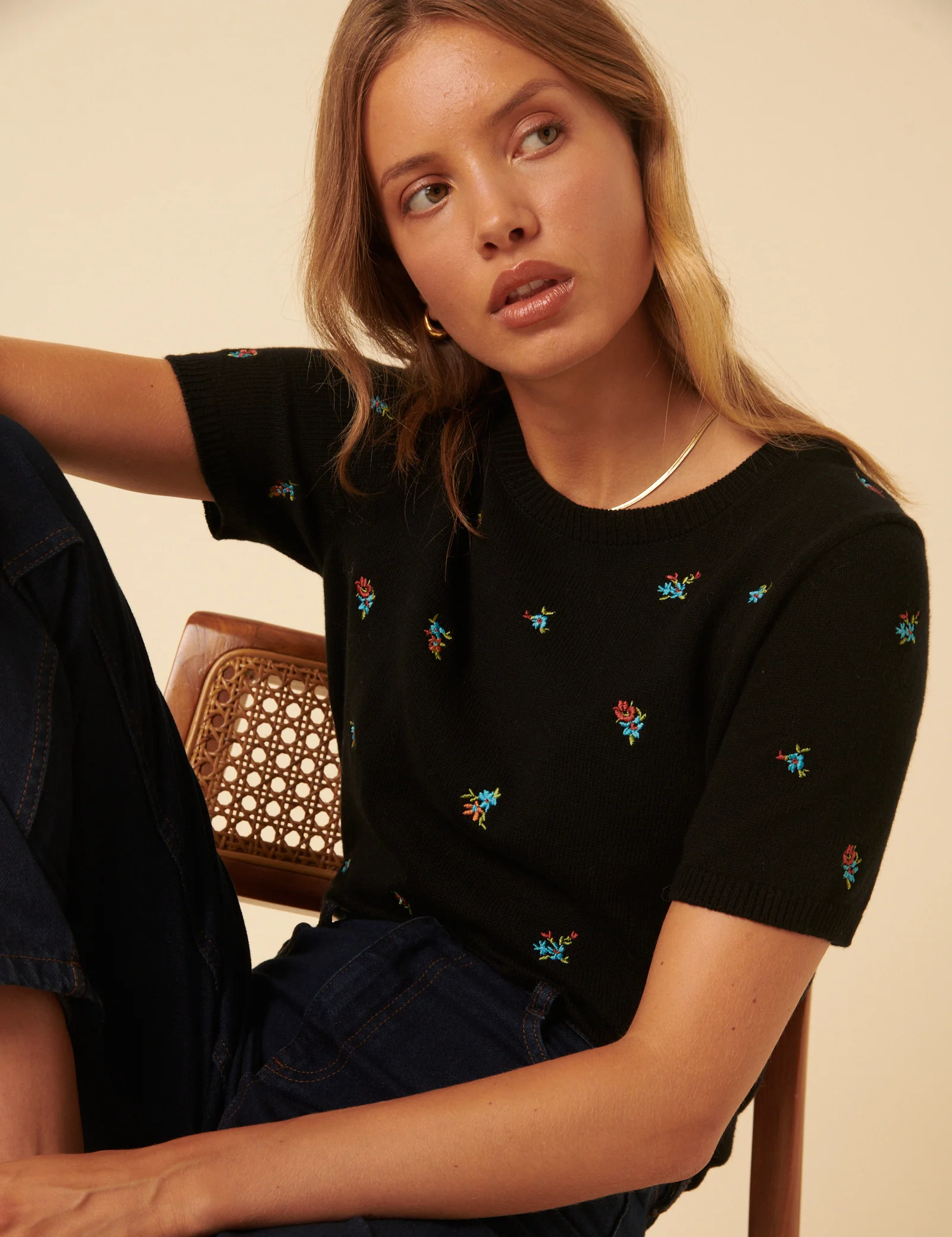 Floral Embroidered Knitted Top - Image 2