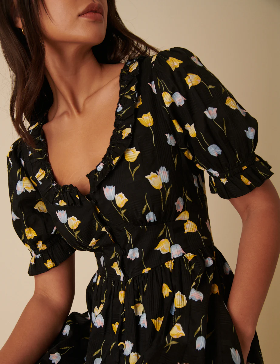 Black Floral Flossie Midi Dress - Image 2