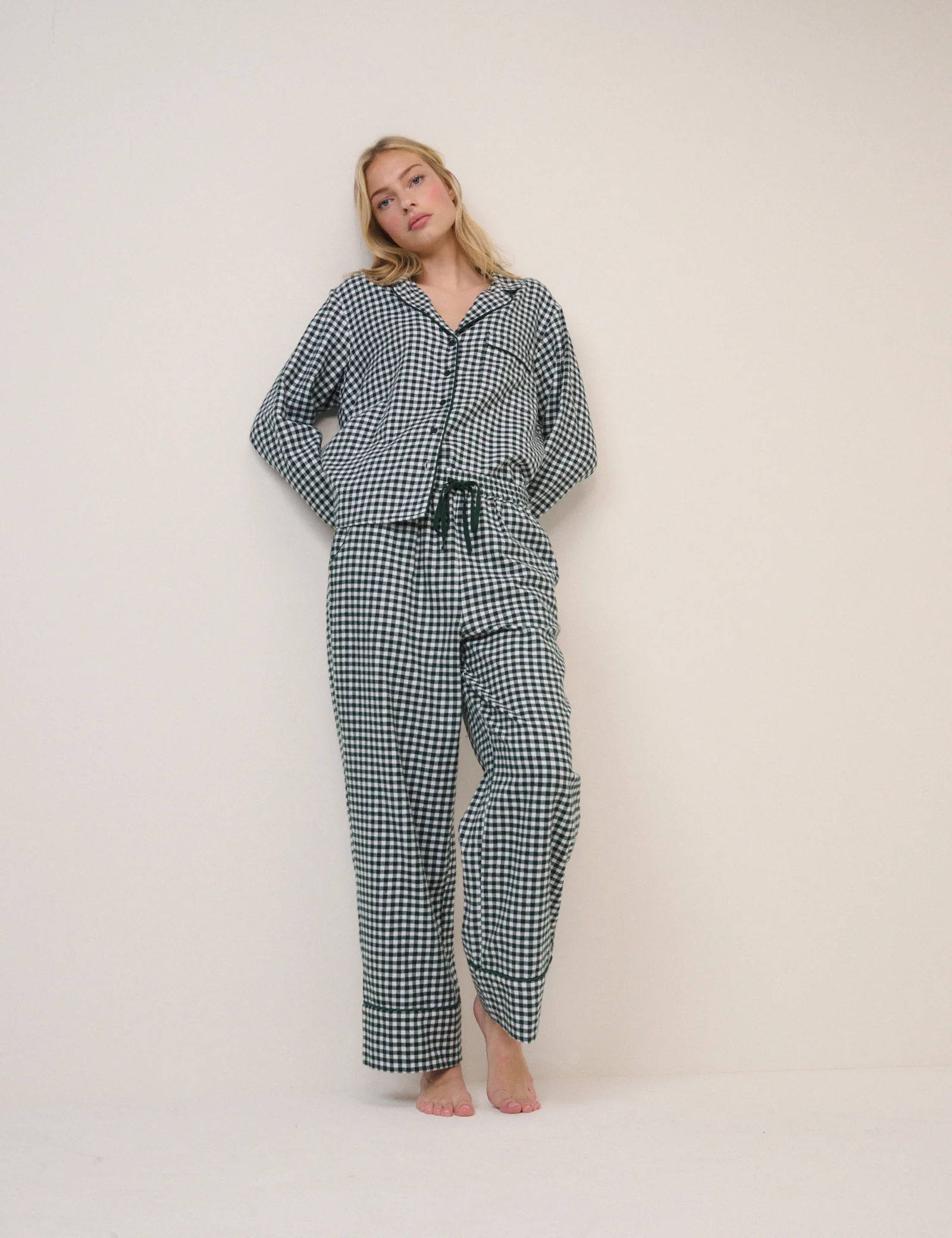 Forest Green Check Pyjama Trousers - Image 3