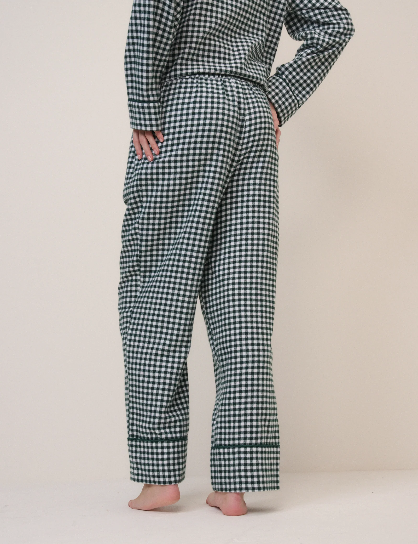 Forest Green Check Pyjama Trousers - Image 5