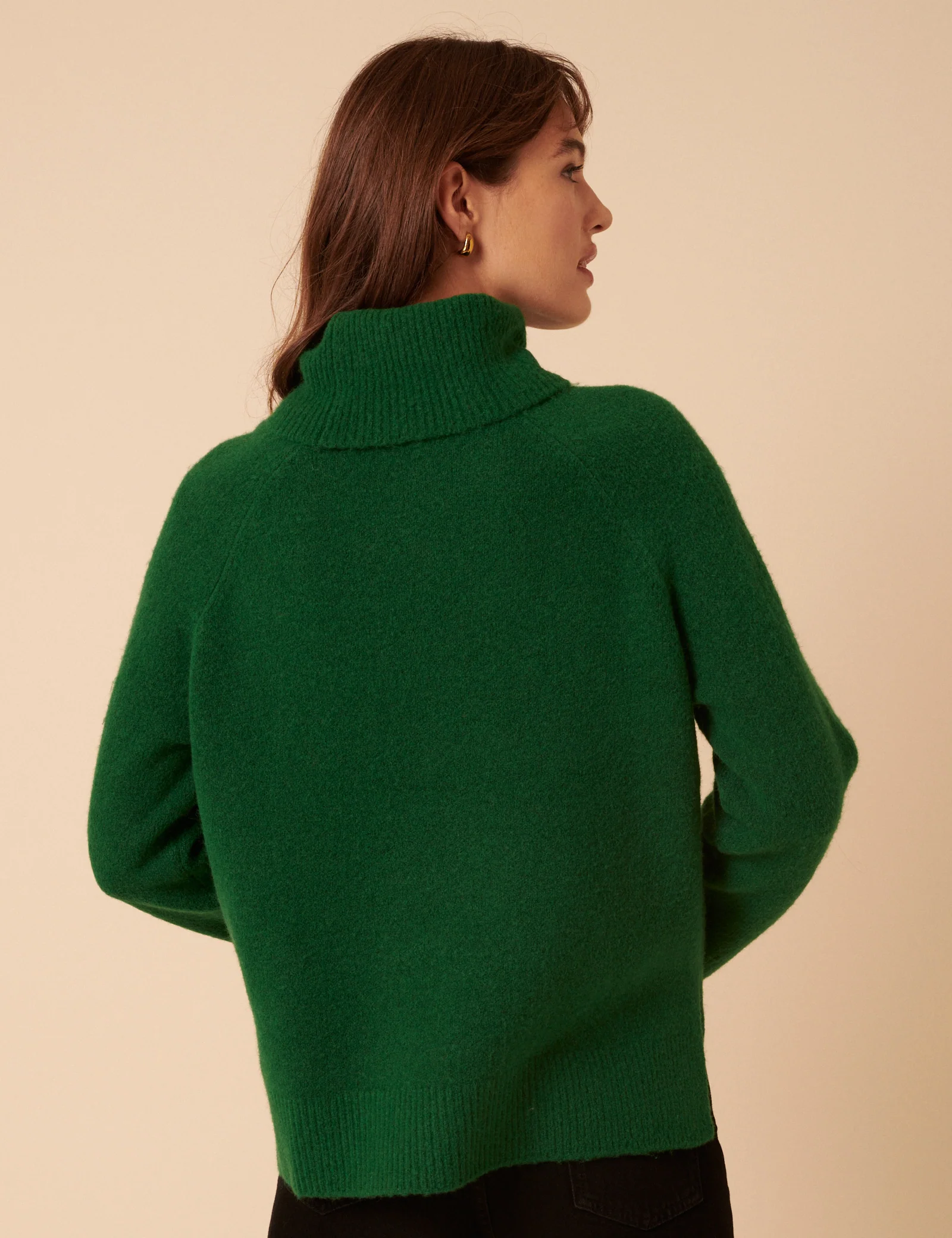 Forest Green Roll Neck Relaxed Knitted Jumper - Image 5