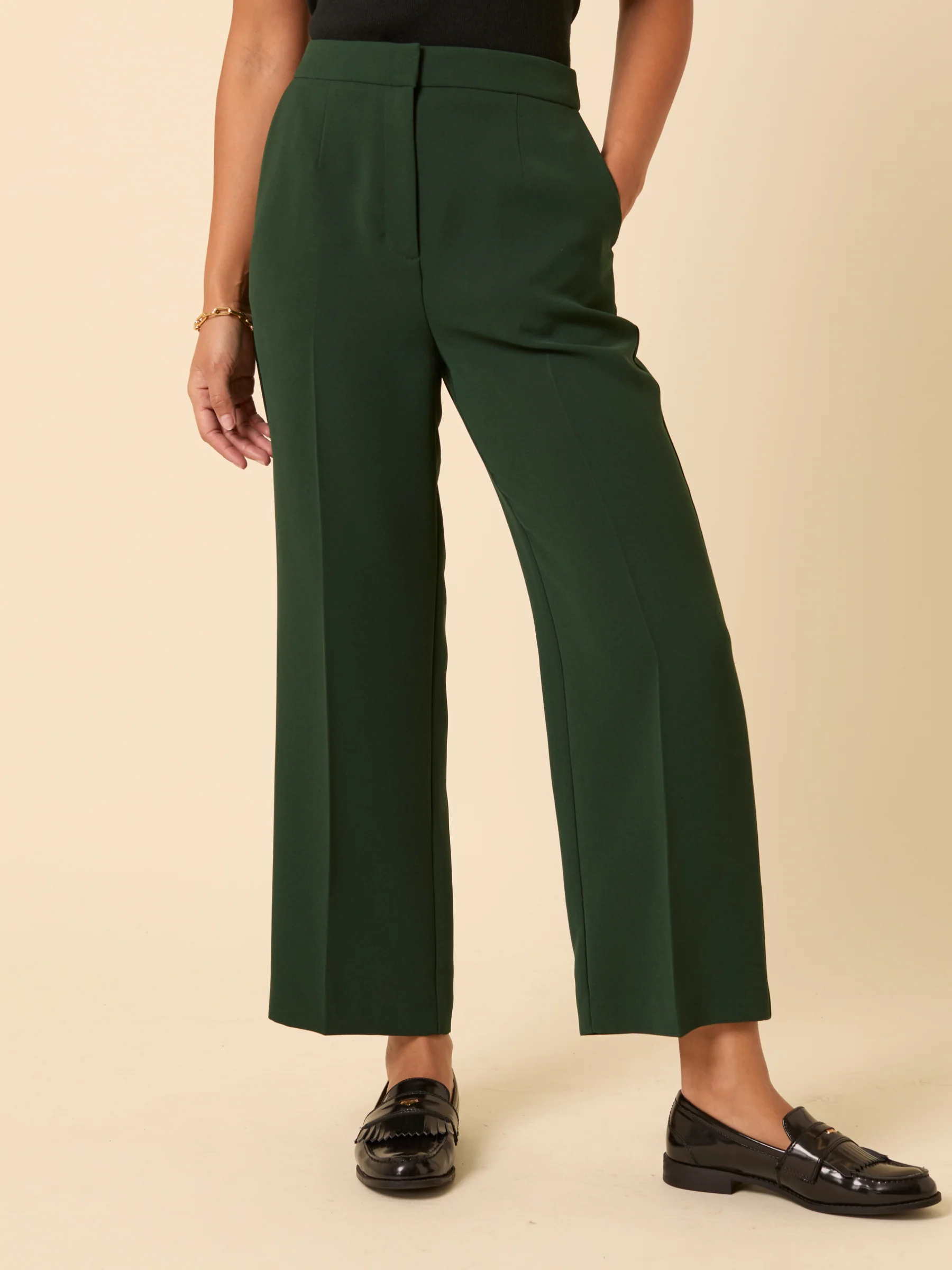 Forest Green Etta Straight Leg Trousers - Image 2