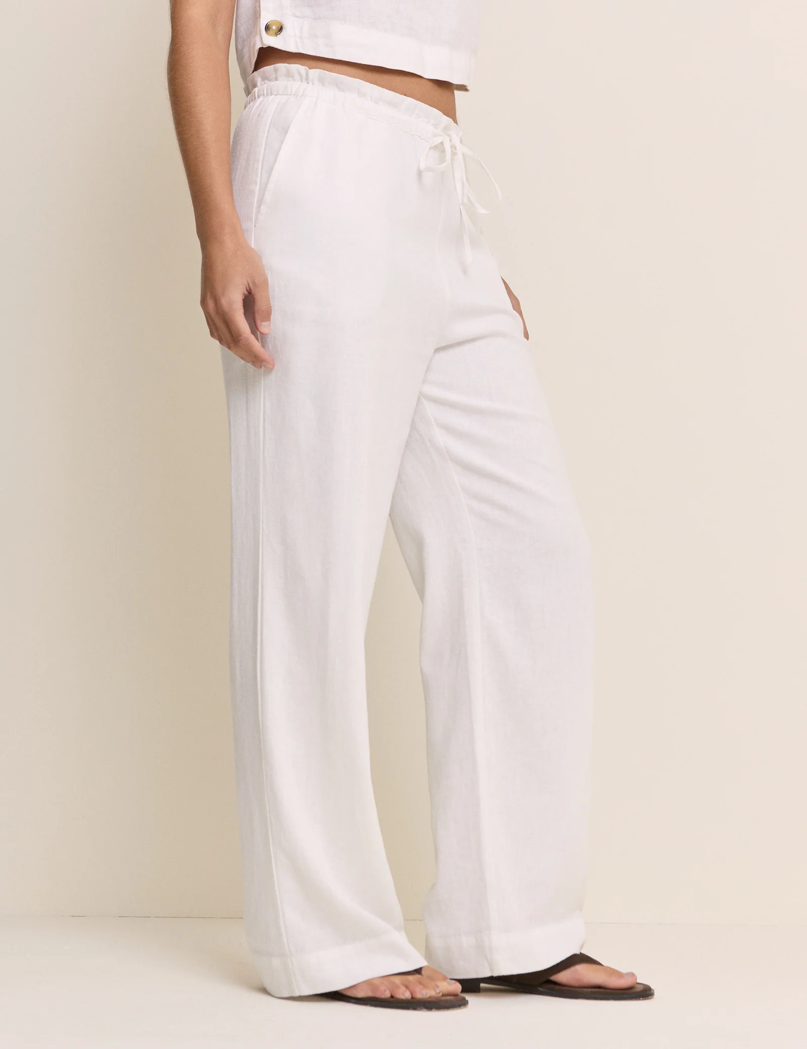 White Straight Leg Trousers - Image 4