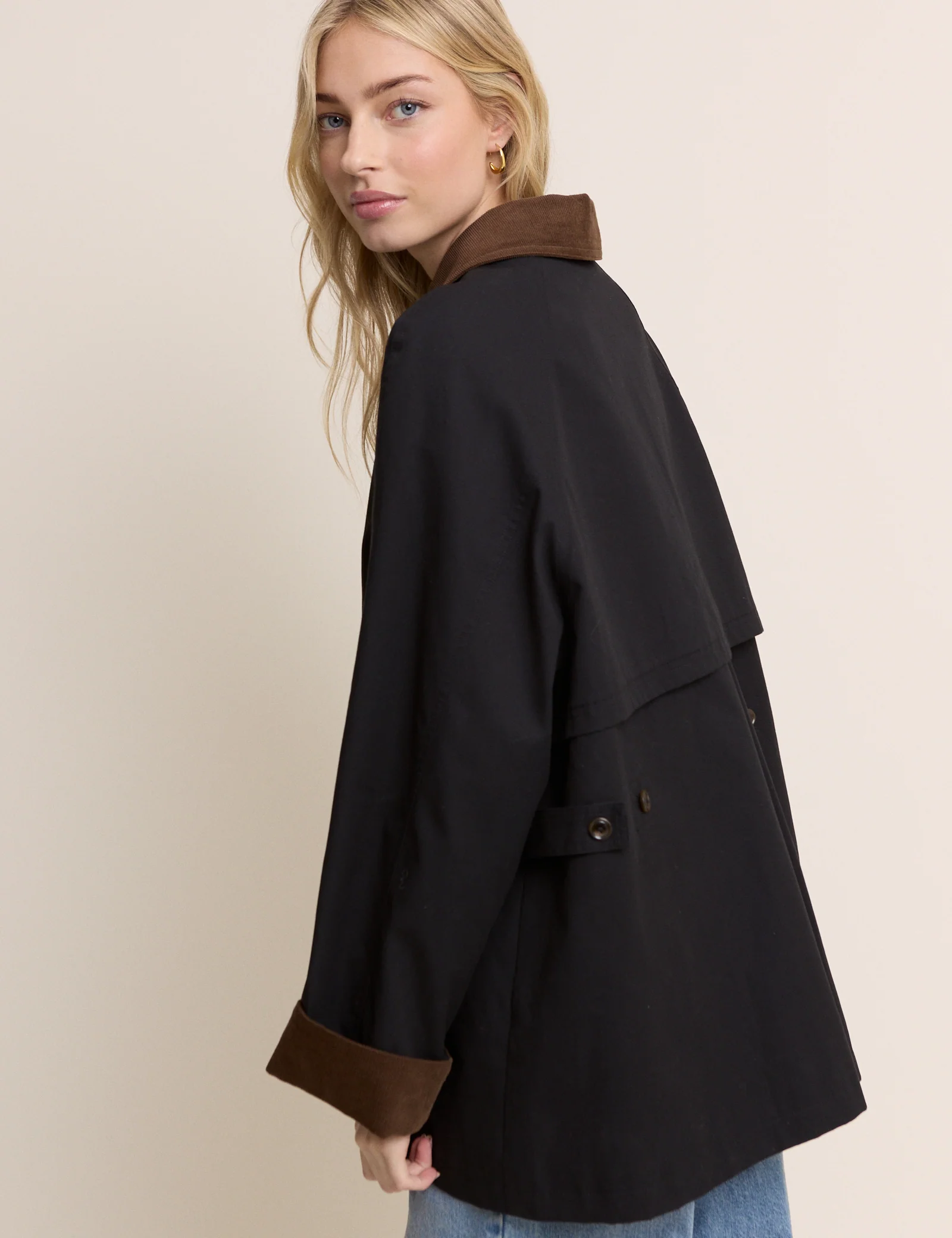 Dark Navy Cord Detail Barn Jacket - Image 5