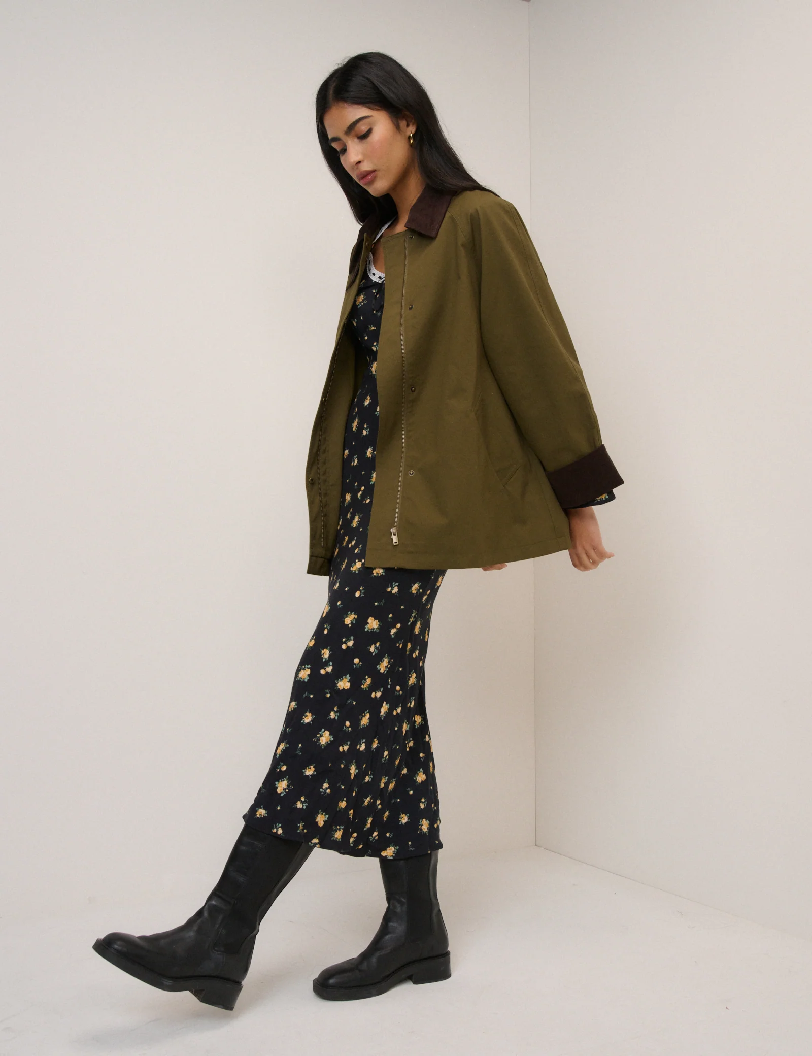 Khaki Cord Detail Barn Jacket - Image 3