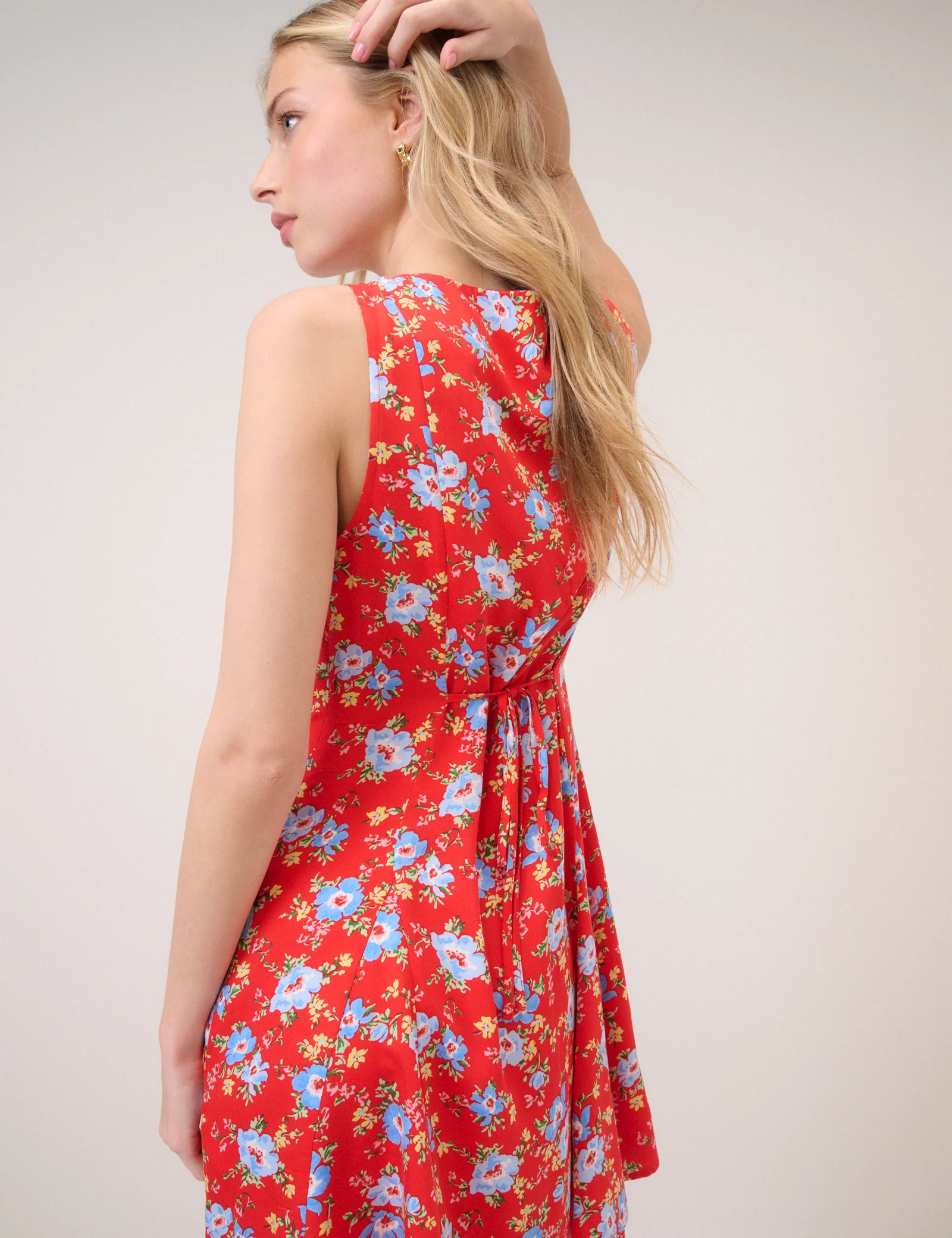 Red Floral Georgie Mini Dress - Image 5
