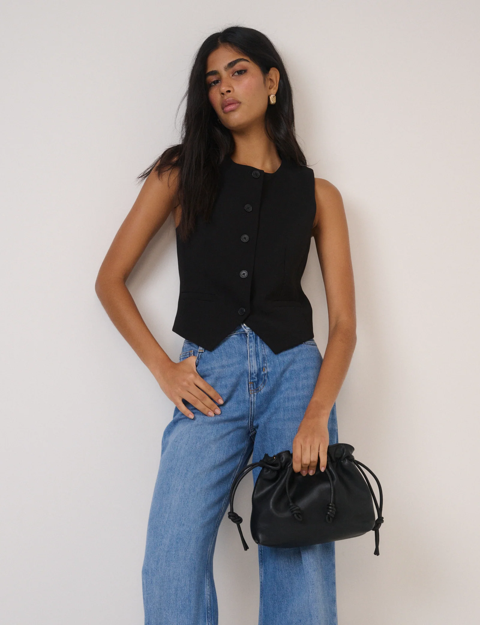 Black Crew Neck Waistcoat - Image 4