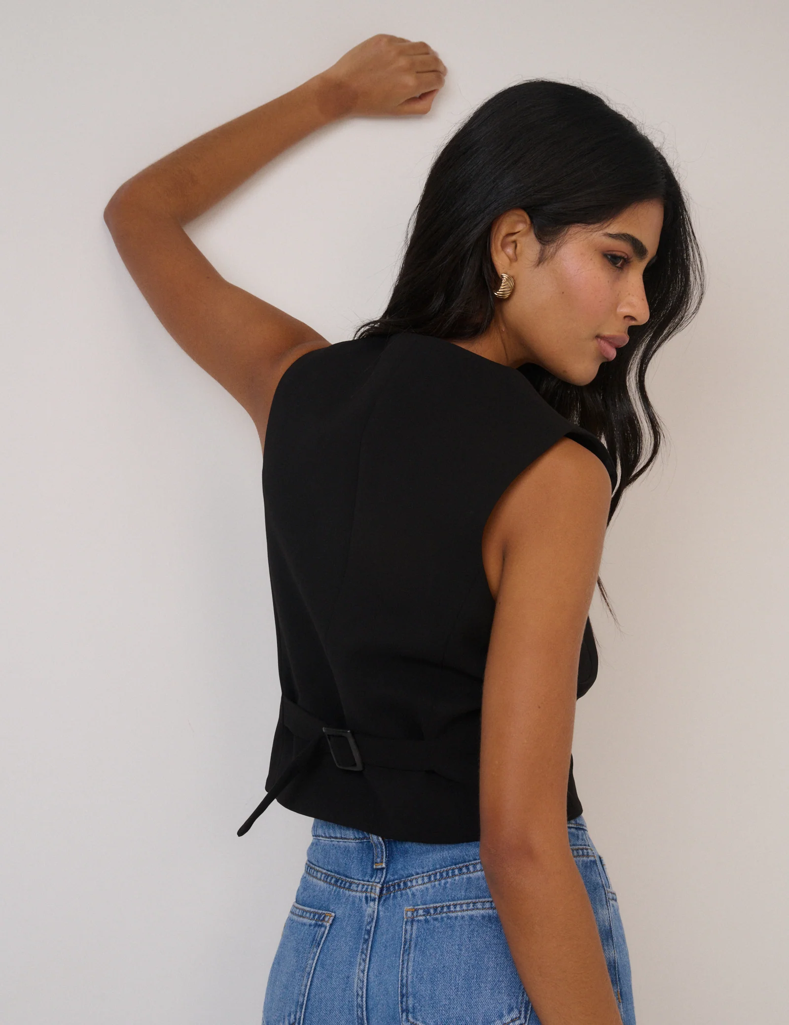 Black Crew Neck Waistcoat - Image 5