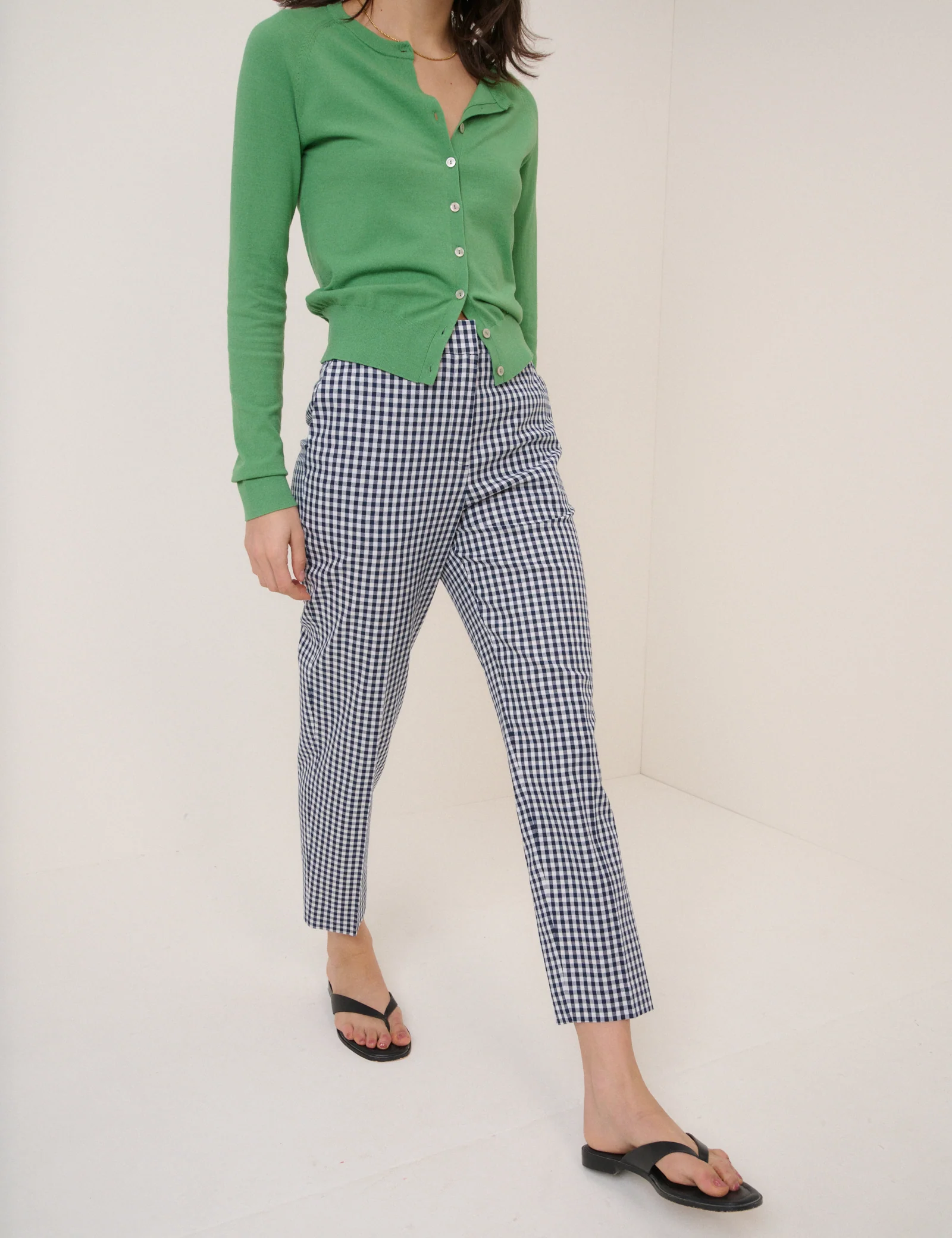 Blue Gingham Cigarette Trousers - Image 2